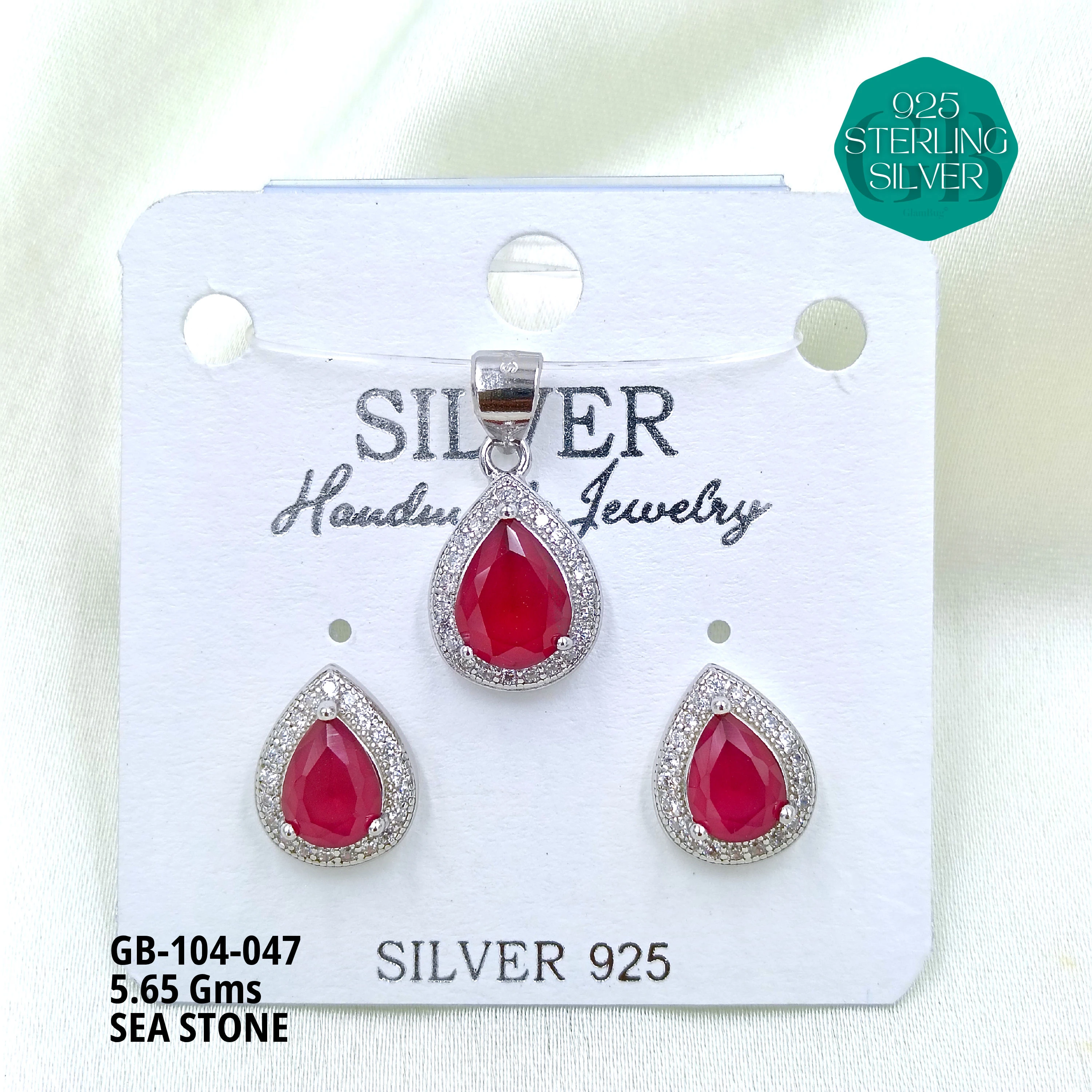 ICE CRUSH PENDANT SETS - Premium 925 Silver Jewellery - SKU: GB-104-047 - Hyderabad Silver Importers