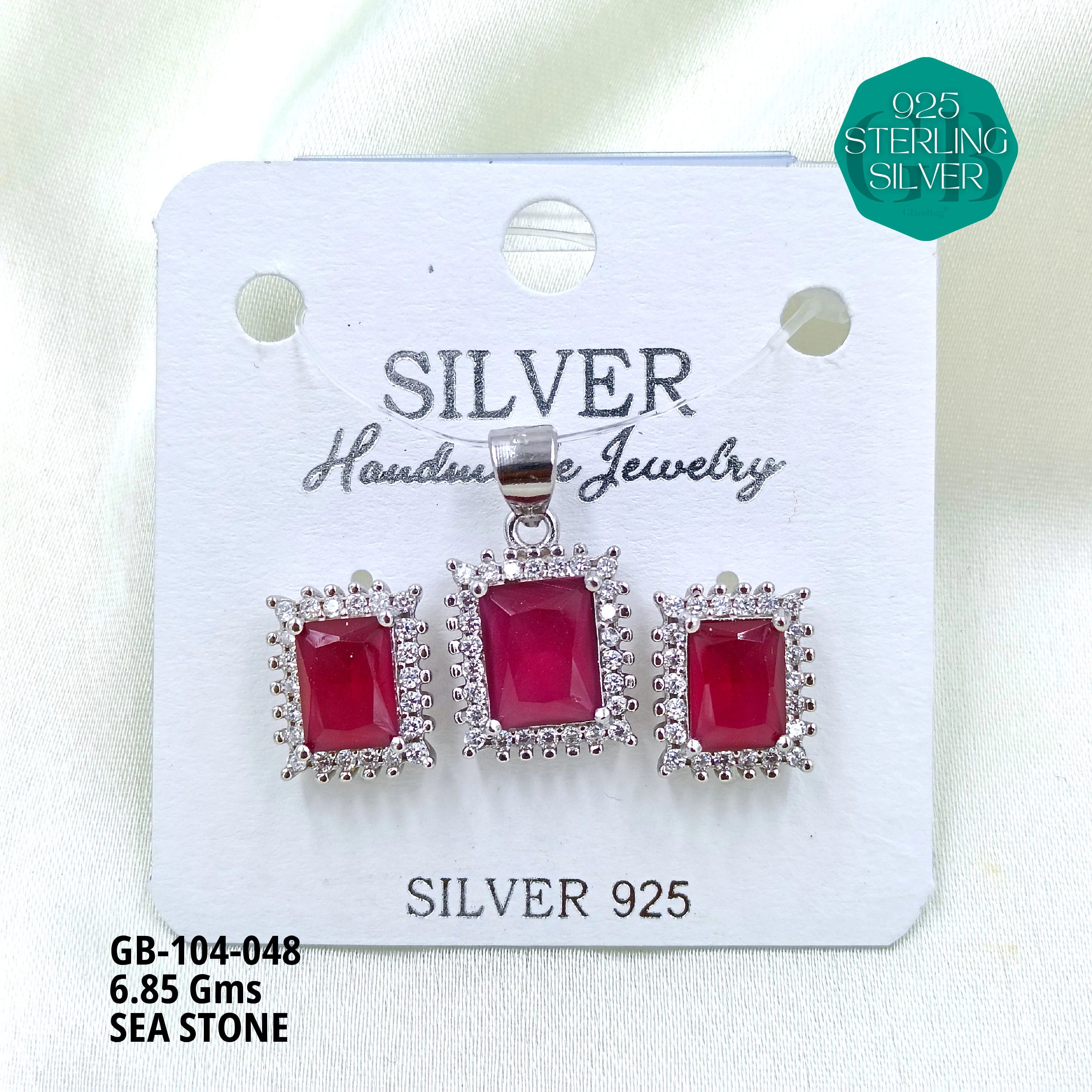 ICE CRUSH PENDANT SETS - Premium 925 Silver Jewellery - SKU: GB-104-048 - Hyderabad Silver Importers