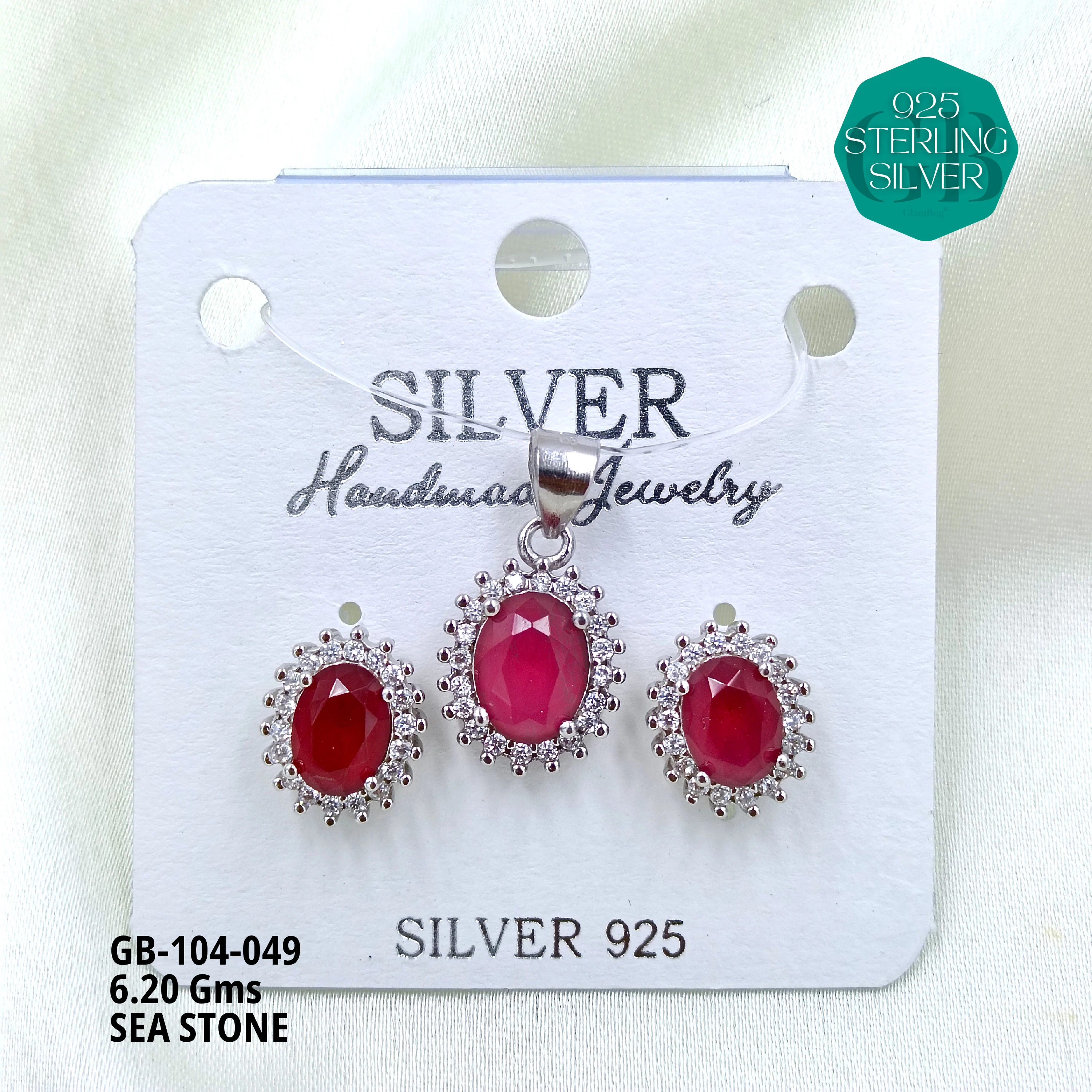 ICE CRUSH PENDANT SETS - Premium 925 Silver Jewellery - SKU: GB-104-049 - Hyderabad Silver Importers