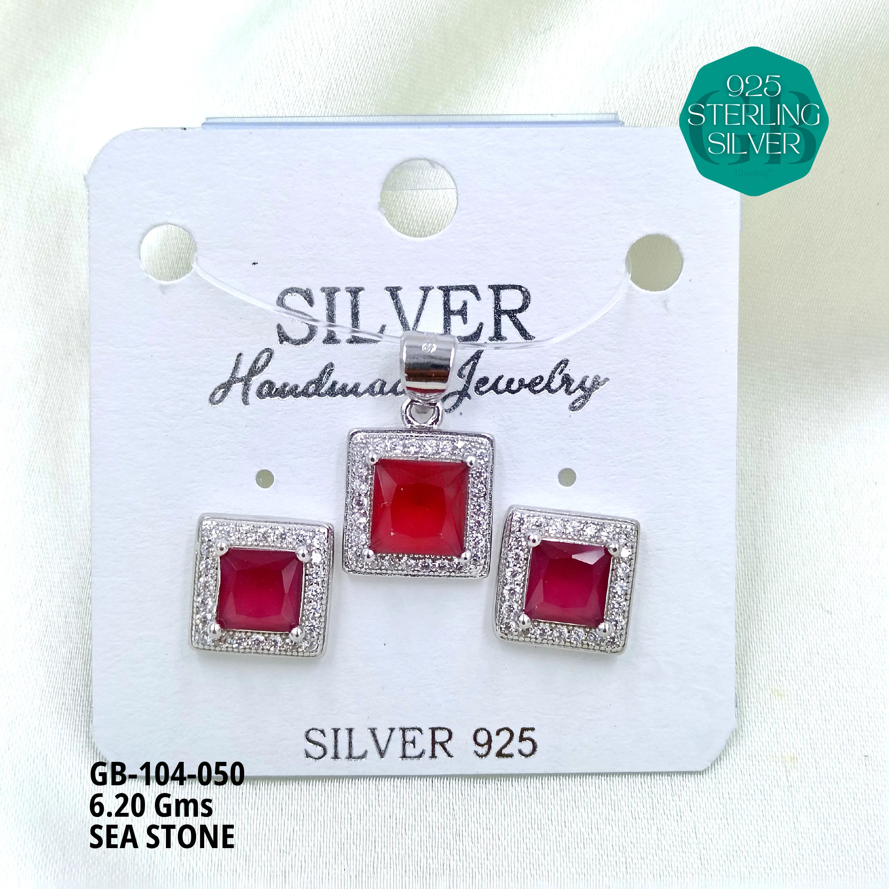ICE CRUSH PENDANT SETS - Premium 925 Silver Jewellery - SKU: GB-104-050 - Hyderabad Silver Importers