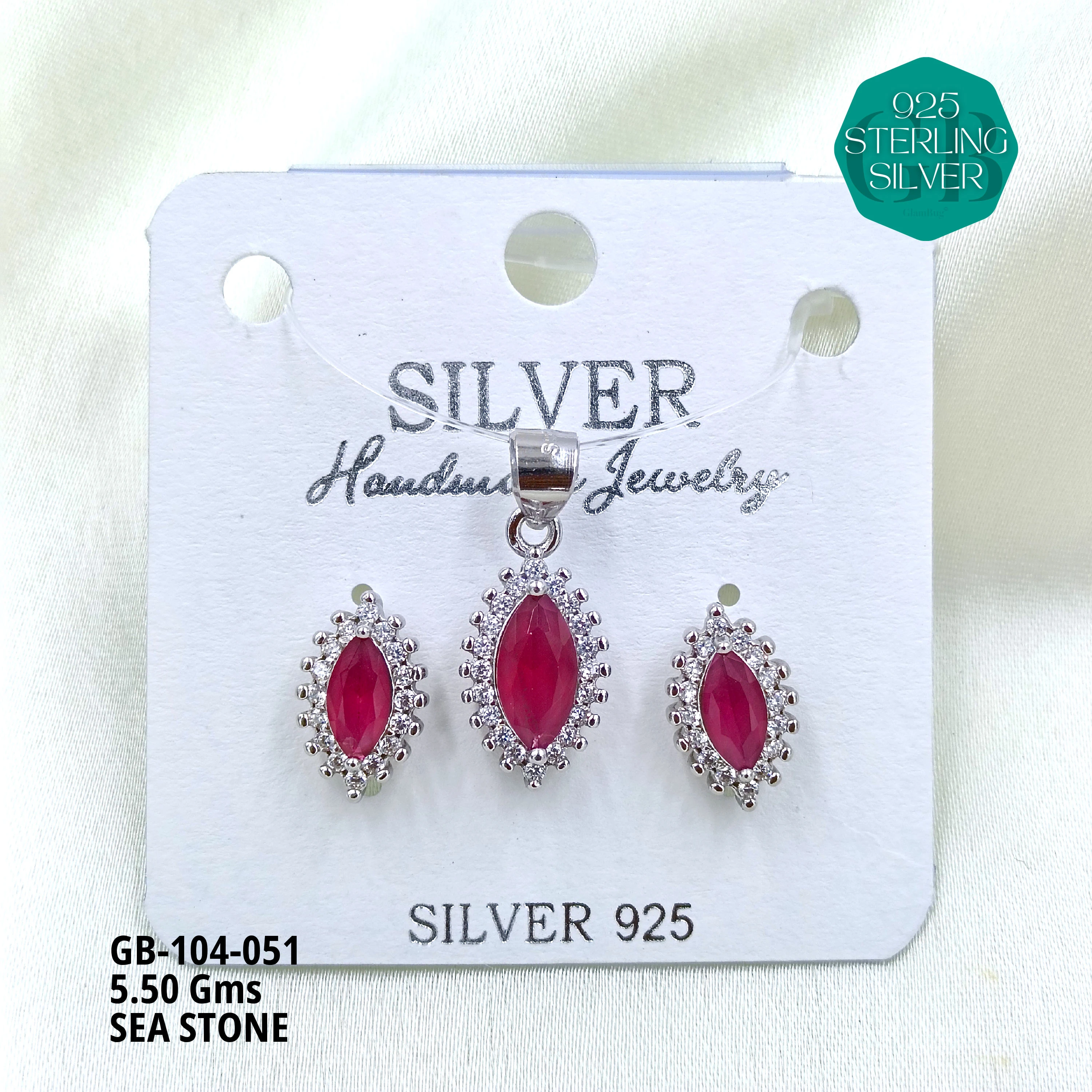 ICE CRUSH PENDANT SETS - Premium 925 Silver Jewellery - SKU: GB-104-051 - Hyderabad Silver Importers