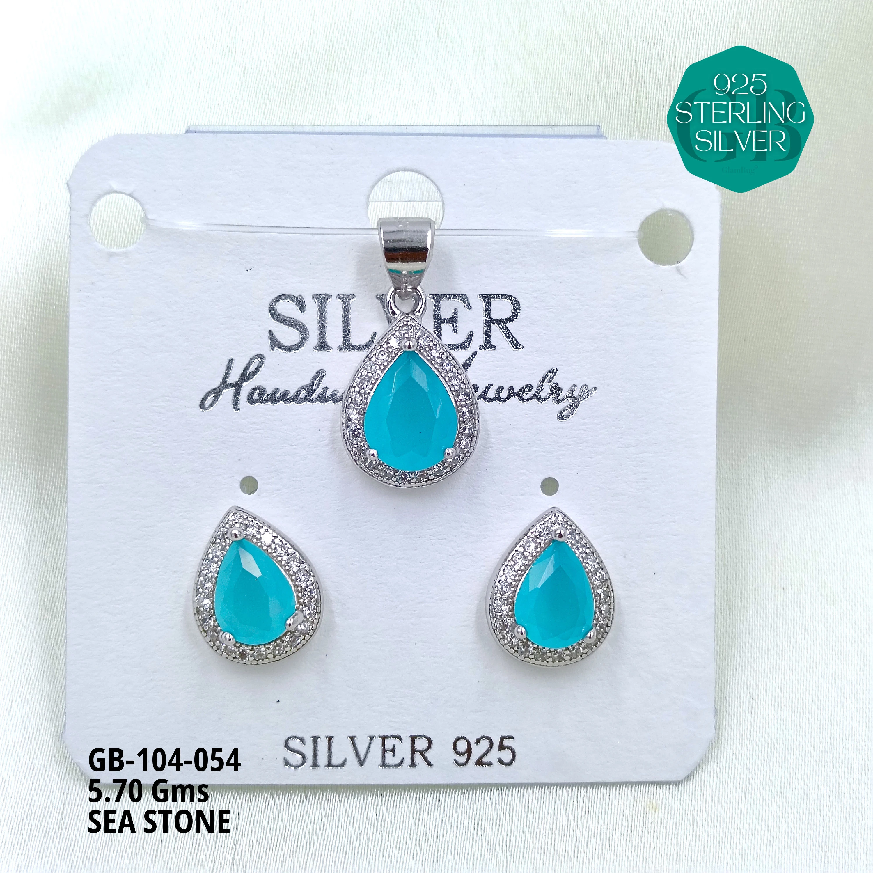 ICE CRUSH PENDANT SETS - Premium 925 Silver Jewellery - SKU: GB-104-054 - Hyderabad Silver Importers