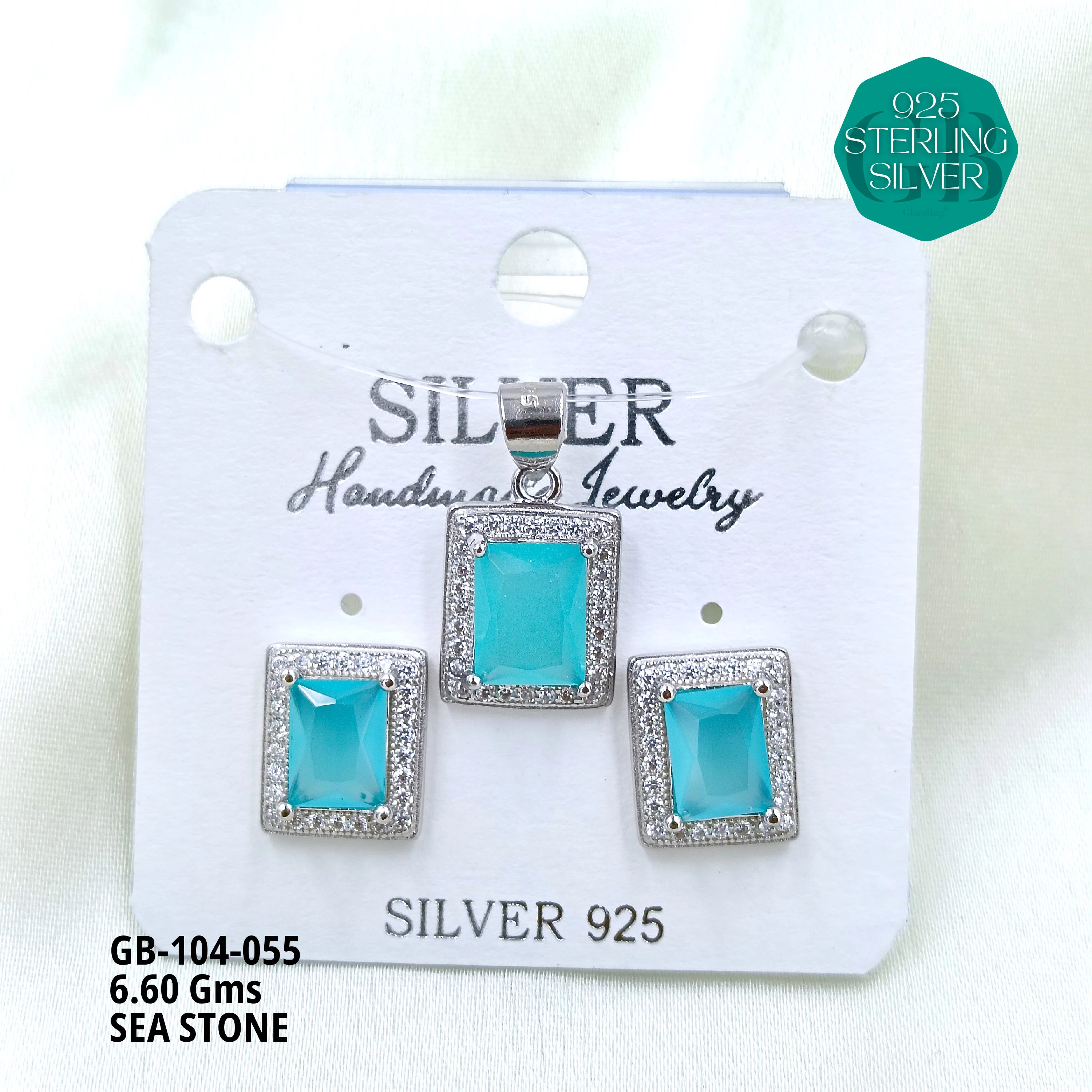 ICE CRUSH PENDANT SETS - Premium 925 Silver Jewellery - SKU: GB-104-055 - Hyderabad Silver Importers