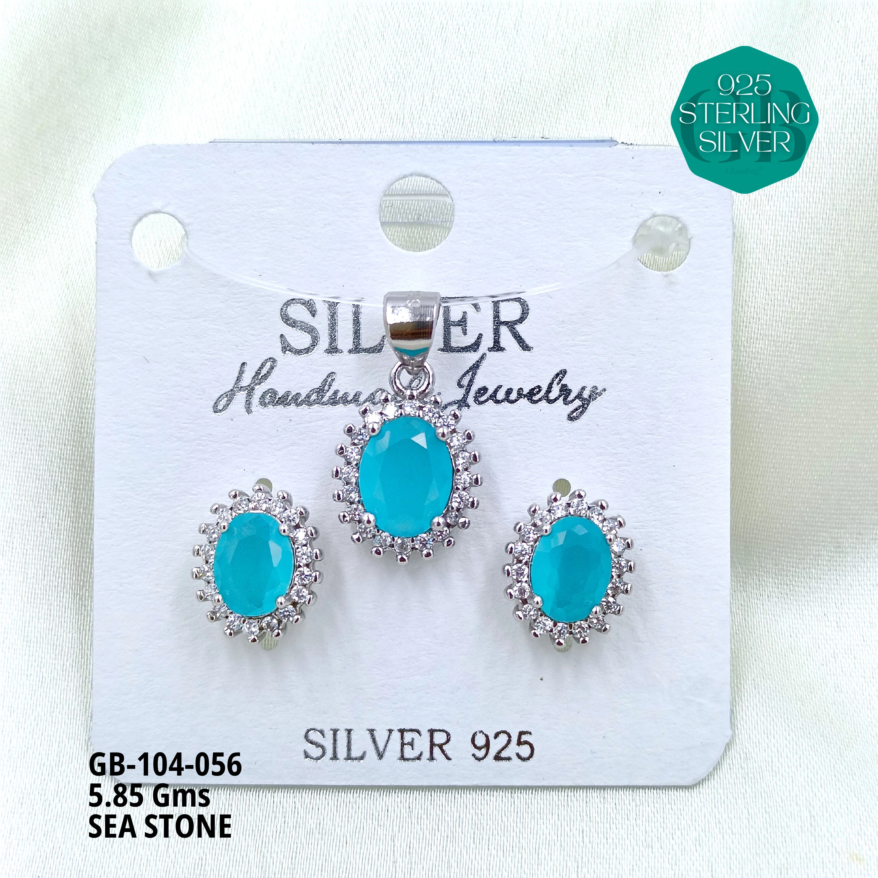 ICE CRUSH PENDANT SETS - Premium 925 Silver Jewellery - SKU: GB-104-056 - Hyderabad Silver Importers