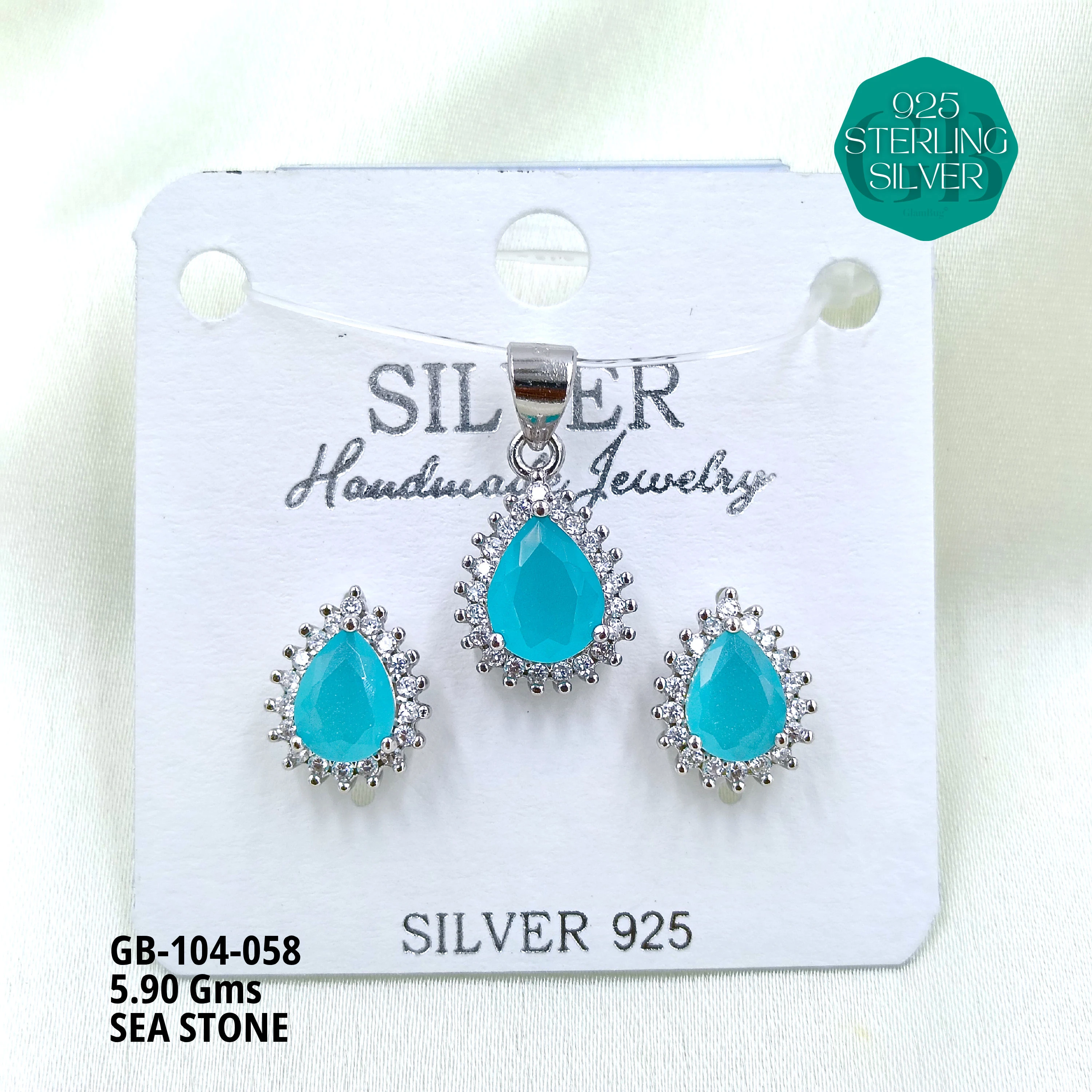 ICE CRUSH PENDANT SETS - Premium 925 Silver Jewellery - SKU: GB-104-058 - Hyderabad Silver Importers