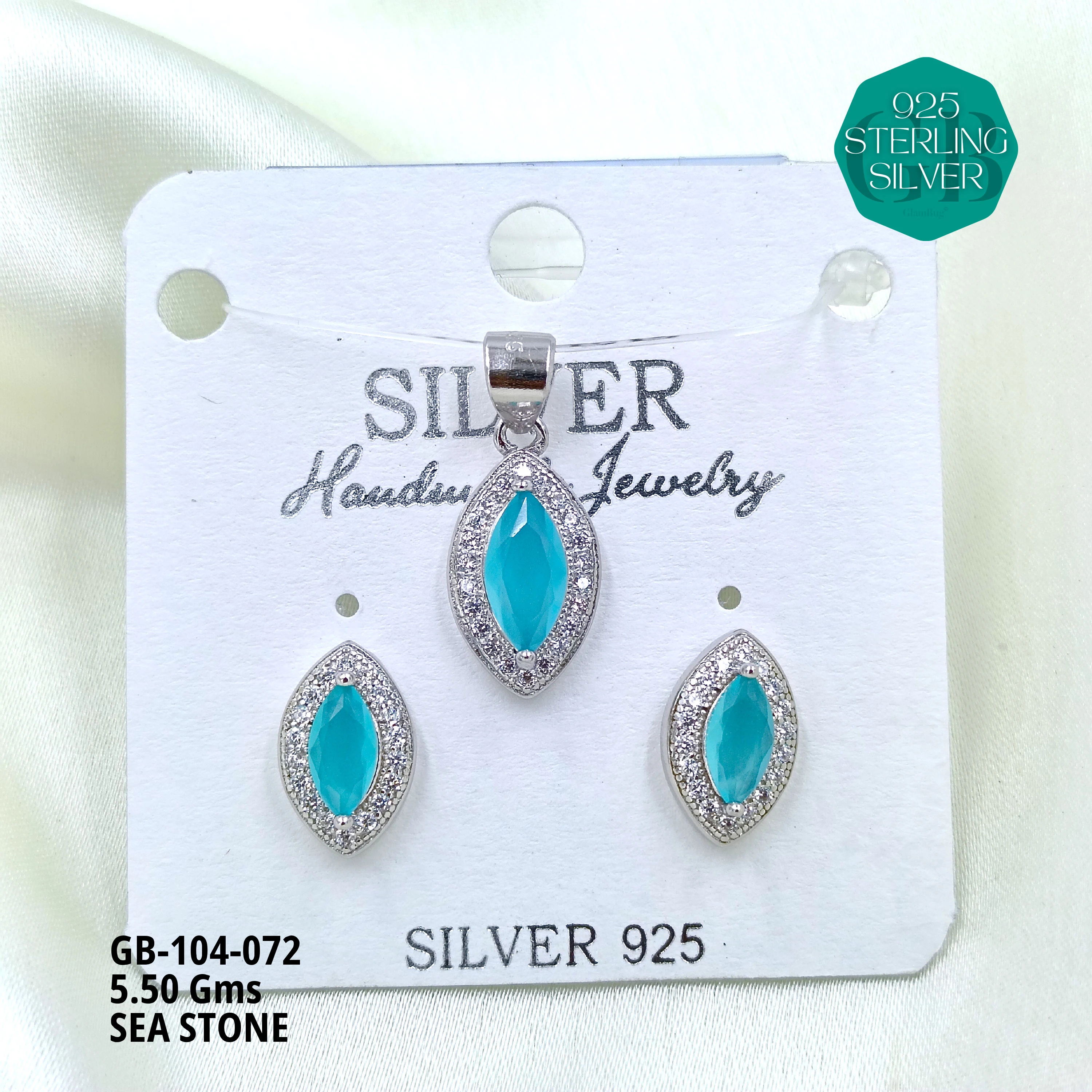 ICE CRUSH PENDANT SETS - Premium 925 Silver Jewellery - SKU: GB-104-072 - Hyderabad Silver Importers