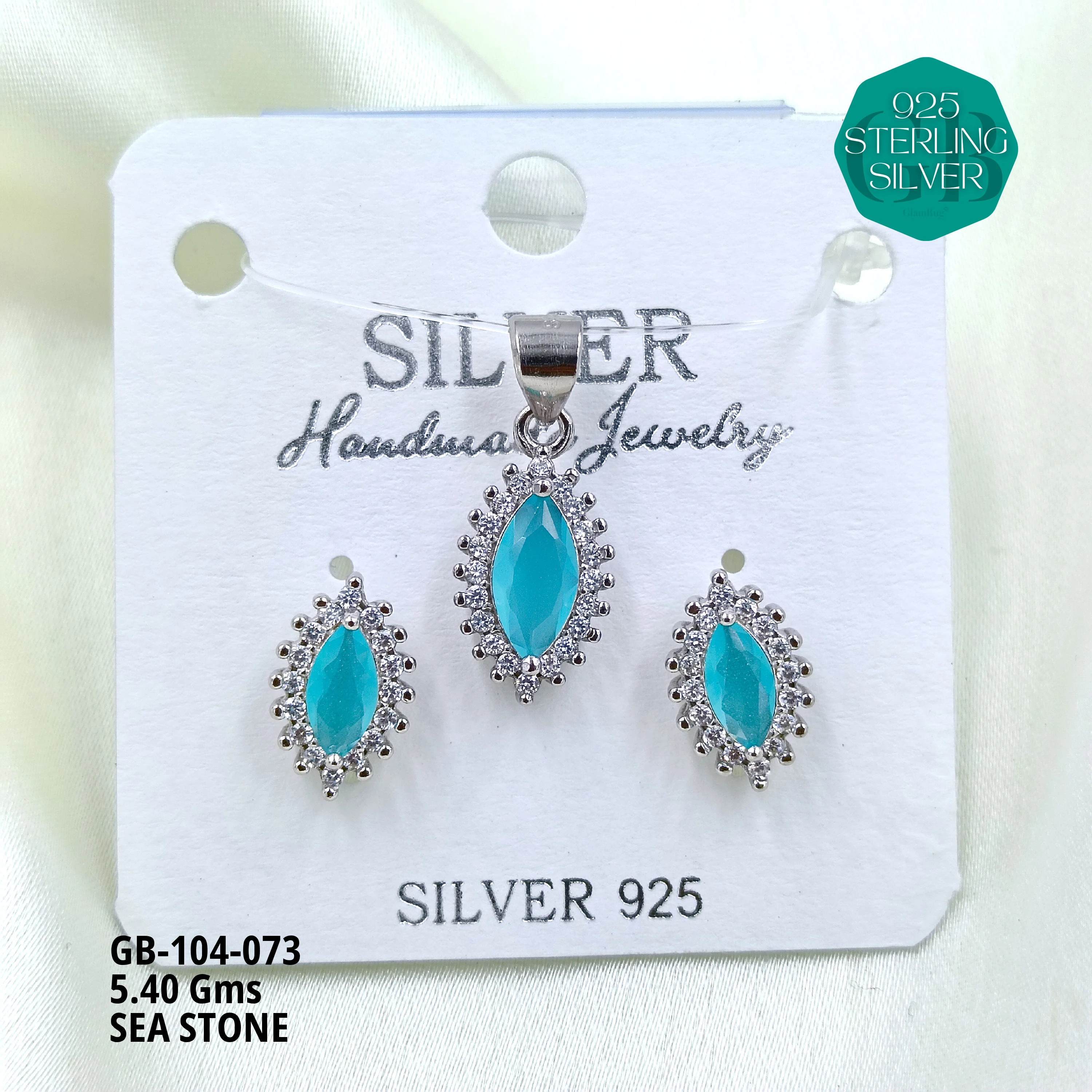ICE CRUSH PENDANT SETS - Premium 925 Silver Jewellery - SKU: GB-104-073 - Hyderabad Silver Importers