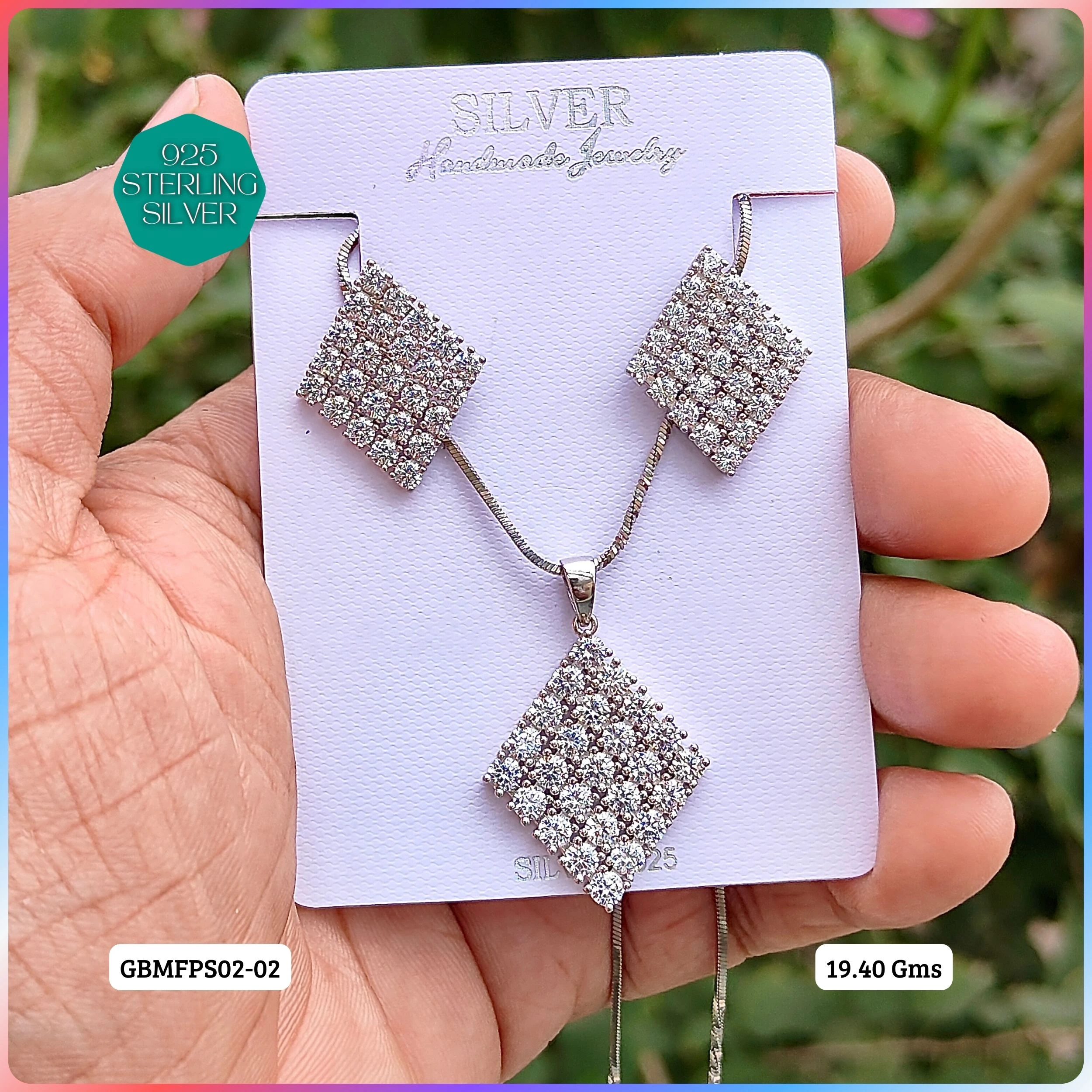 PREMIUM PENDANT SETS - MESMERIZING FUSION - Premium 925 Silver Jewellery - SKU: GB-105-002 - Hyderabad Silver Importers