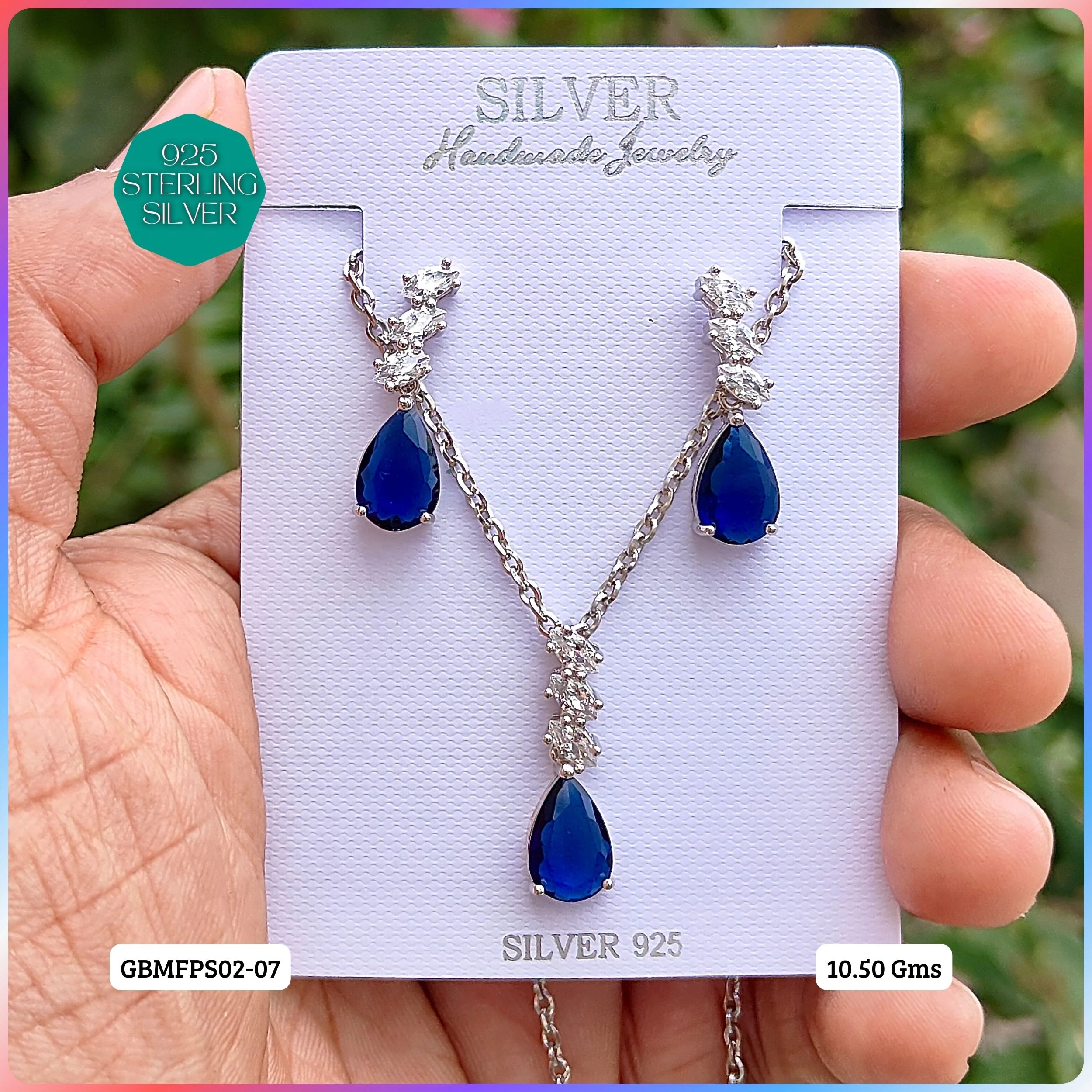 PREMIUM PENDANT SETS - MESMERIZING FUSION - Premium 925 Silver Jewellery - SKU: GB-105-004 - Hyderabad Silver Importers
