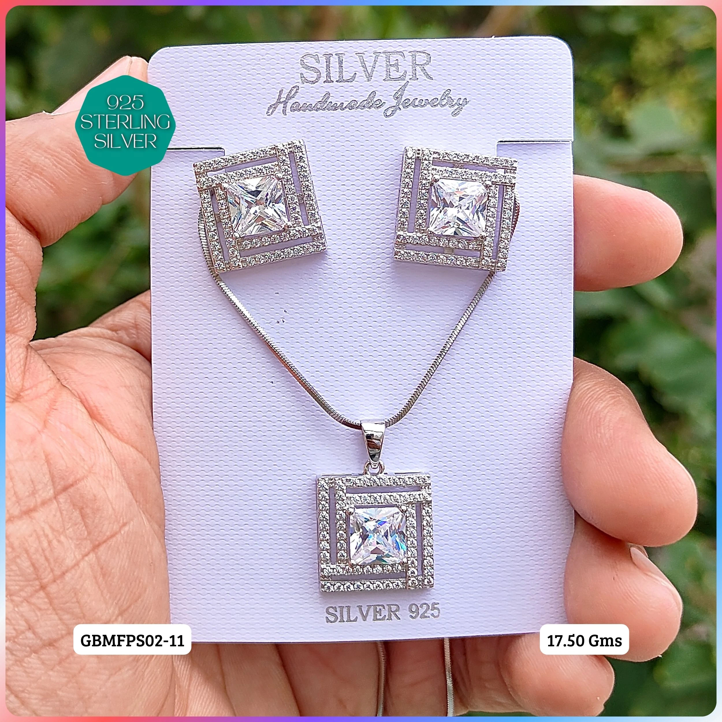 PREMIUM PENDANT SETS - MESMERIZING FUSION - Premium 925 Silver Jewellery - SKU: GB-105-005 - Hyderabad Silver Importers
