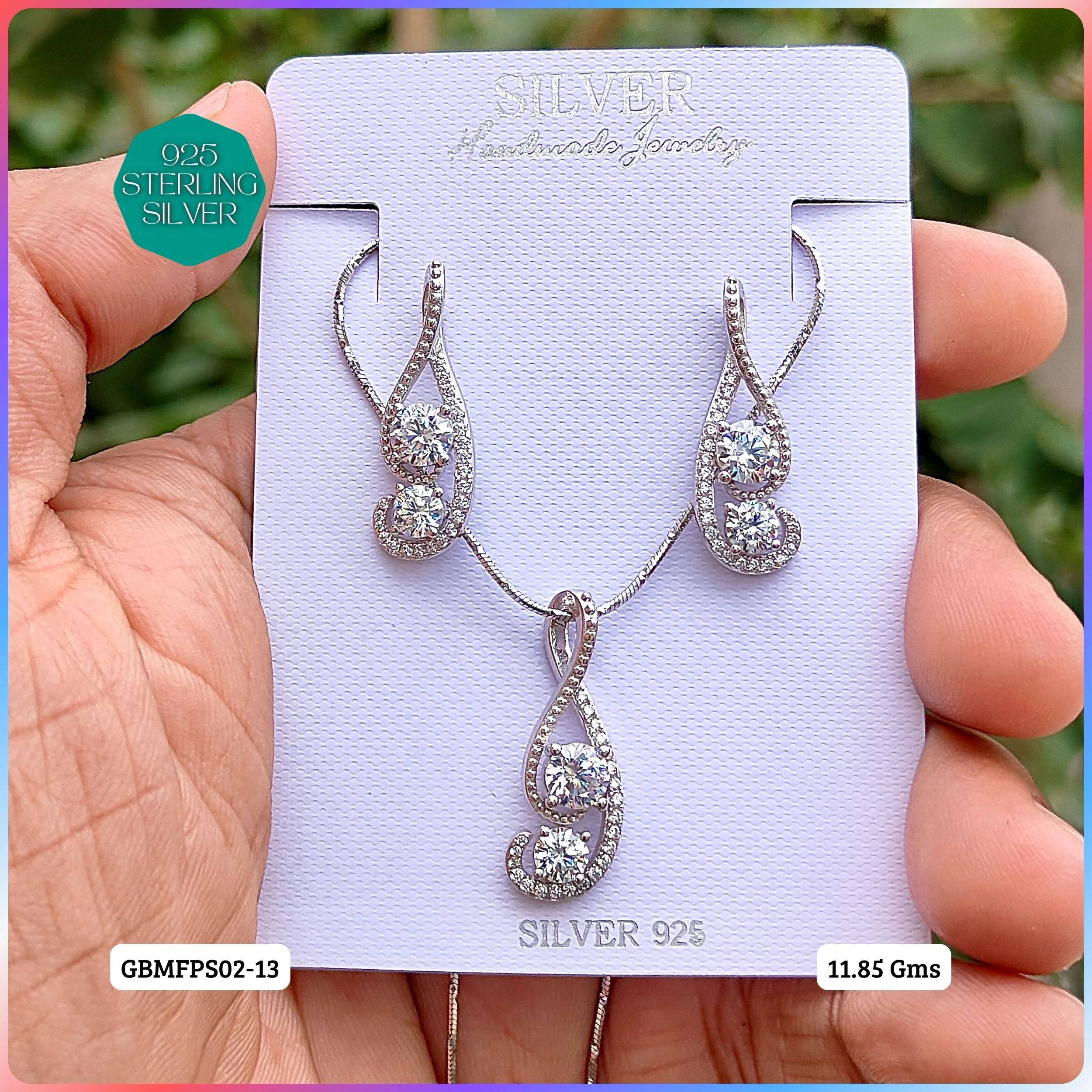 PREMIUM PENDANT SETS - MESMERIZING FUSION - Premium 925 Silver Jewellery - SKU: GB-105-006 - Hyderabad Silver Importers
