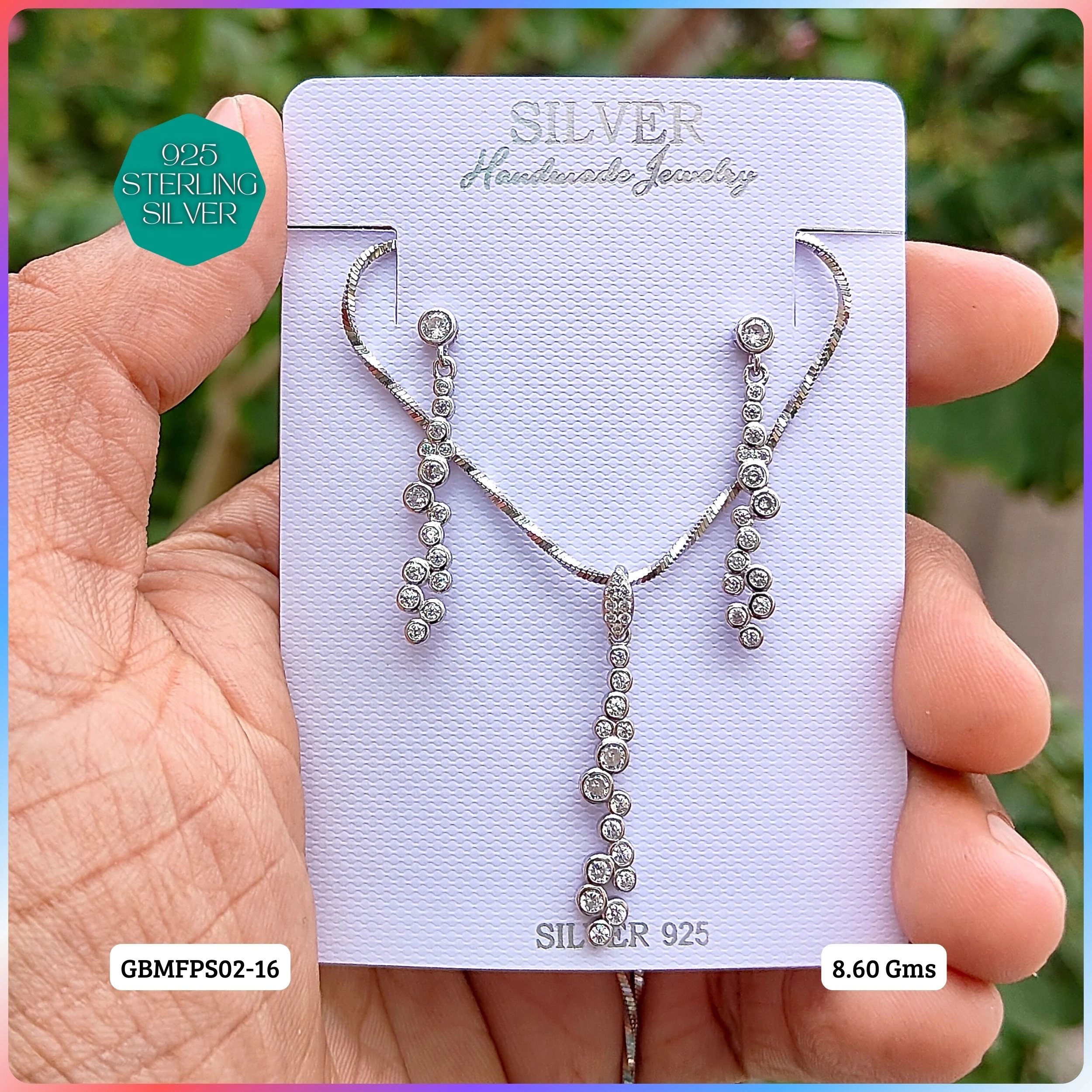 PREMIUM PENDANT SETS - MESMERIZING FUSION - Premium 925 Silver Jewellery - SKU: GB-105-009 - Hyderabad Silver Importers