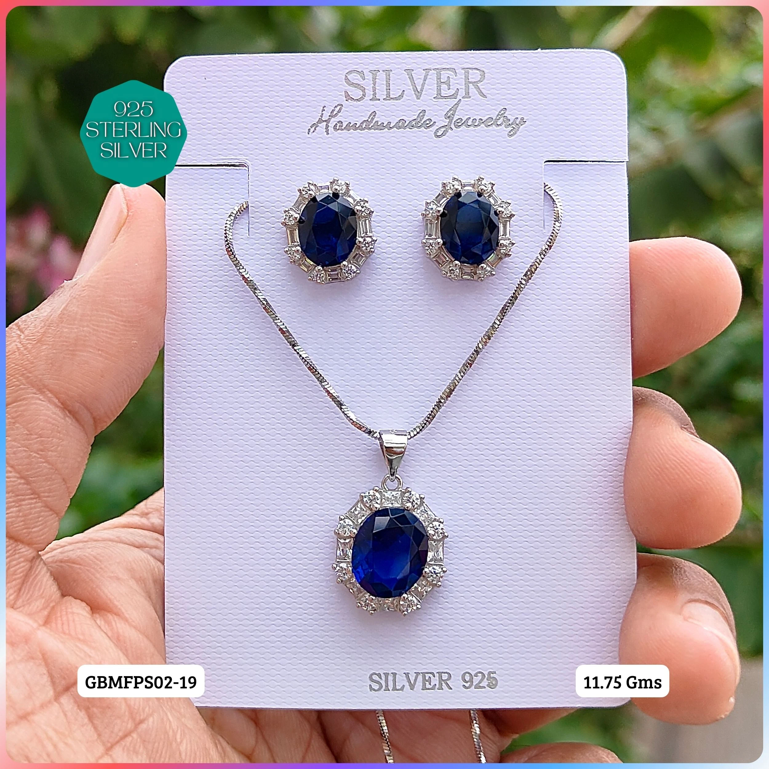 PREMIUM PENDANT SETS - MESMERIZING FUSION - Premium 925 Silver Jewellery - SKU: GB-105-011 - Hyderabad Silver Importers