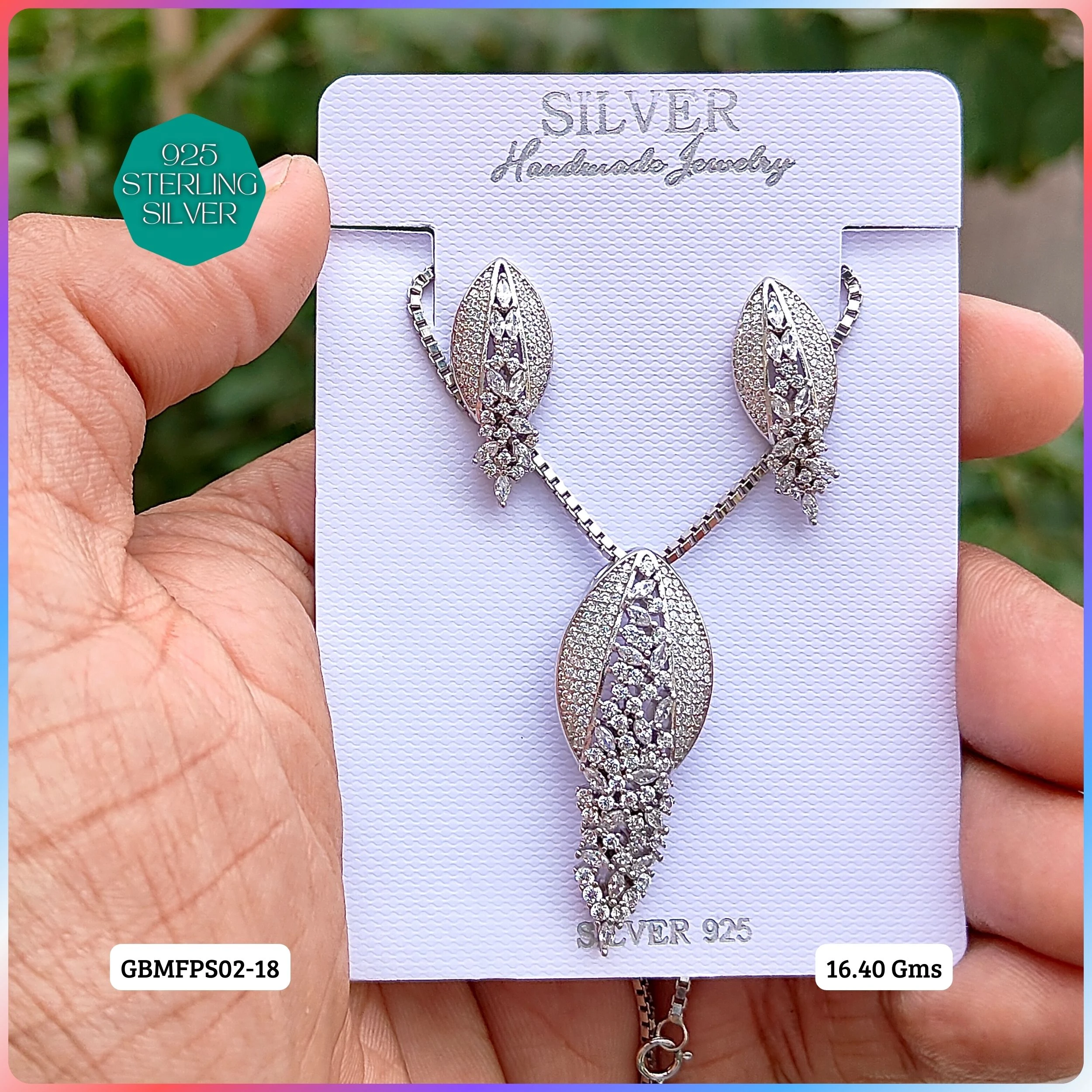 PREMIUM PENDANT SETS - MESMERIZING FUSION - Premium 925 Silver Jewellery - SKU: GB-105-028 - Hyderabad Silver Importers