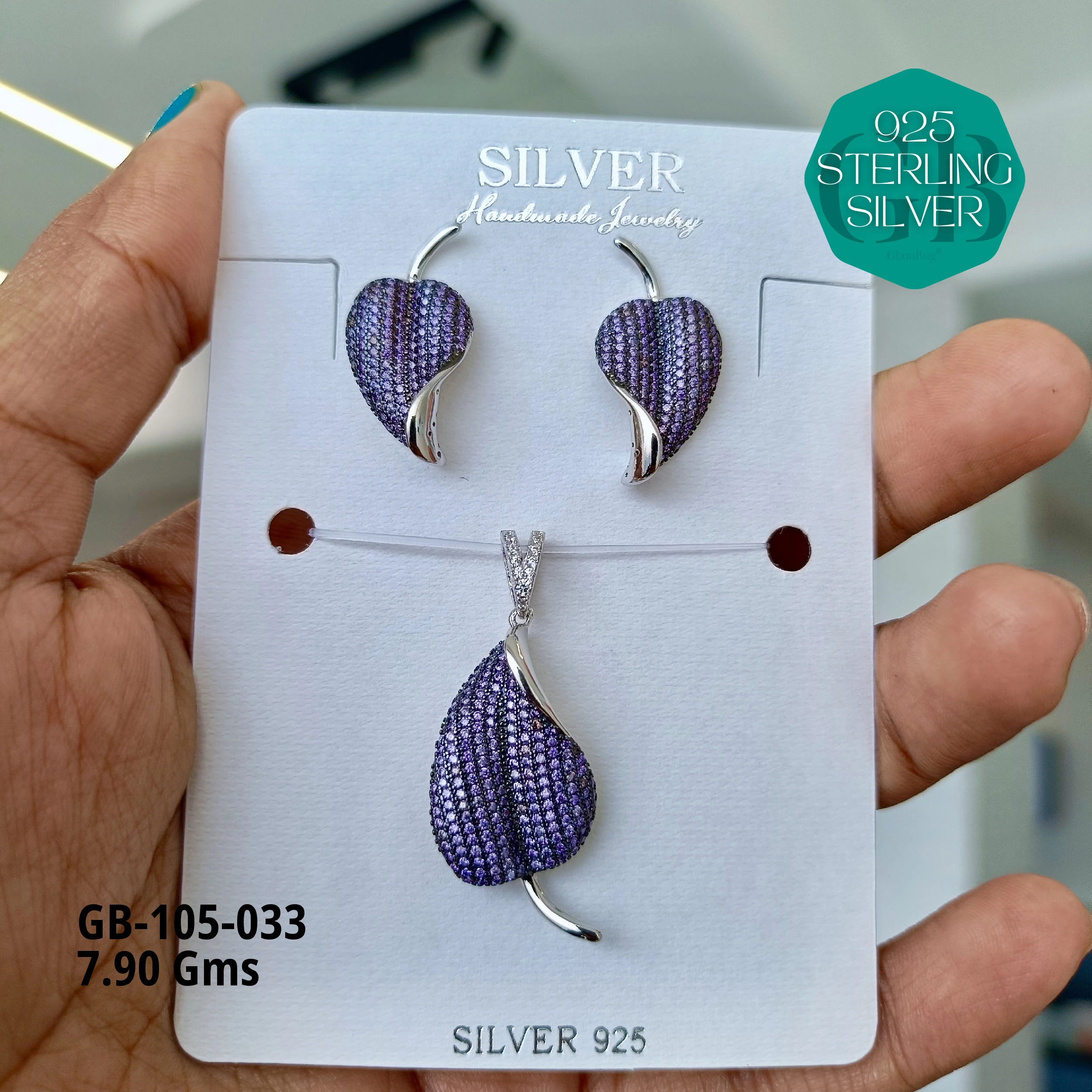 PREMIUM PENDANT SETS - MESMERIZING FUSION - Premium 925 Silver Jewellery - SKU: GB-105-033 - Hyderabad Silver Importers