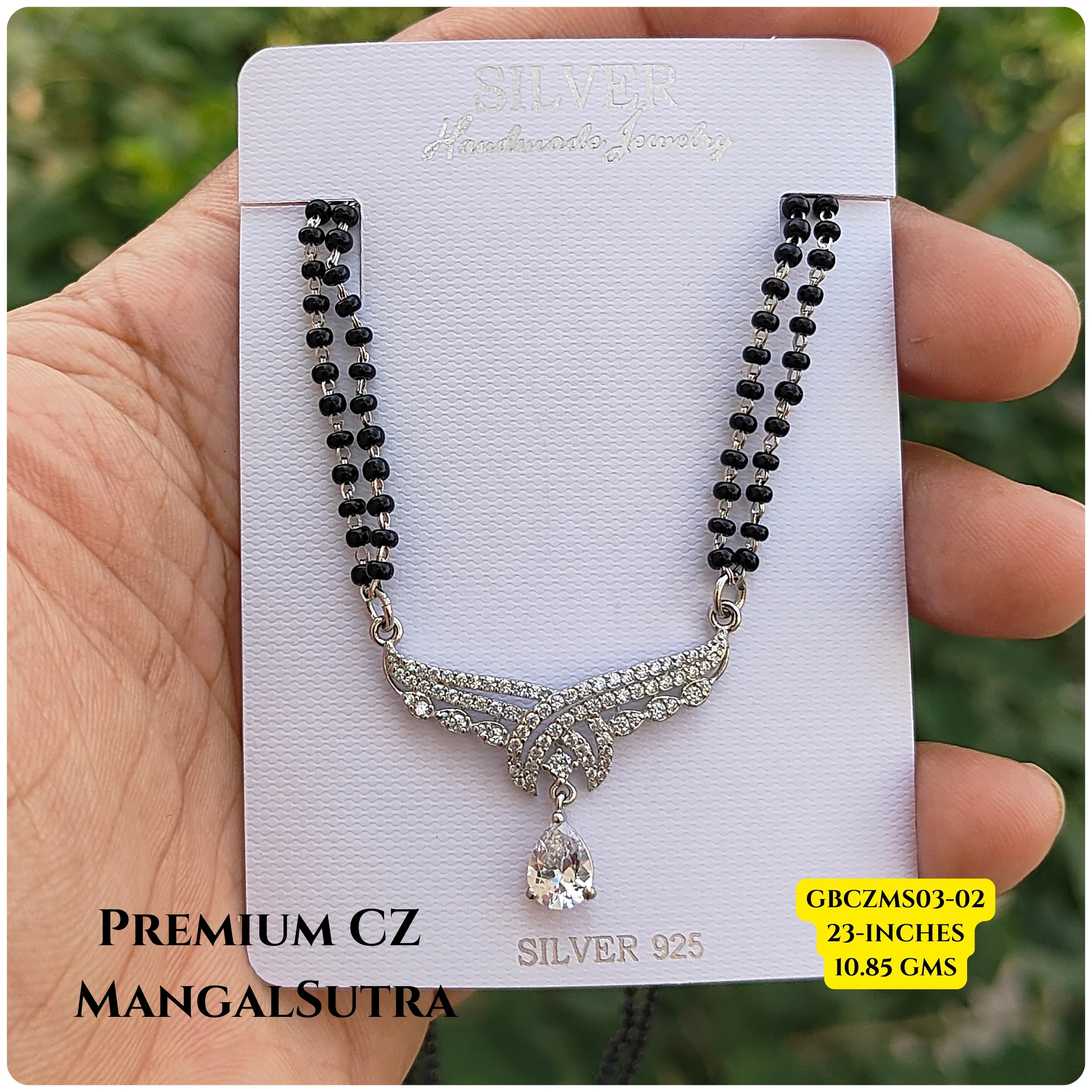 MANGALSUTRA CZ - Premium 925 Silver Jewellery - SKU: GB-106-001 - Hyderabad Silver Importers