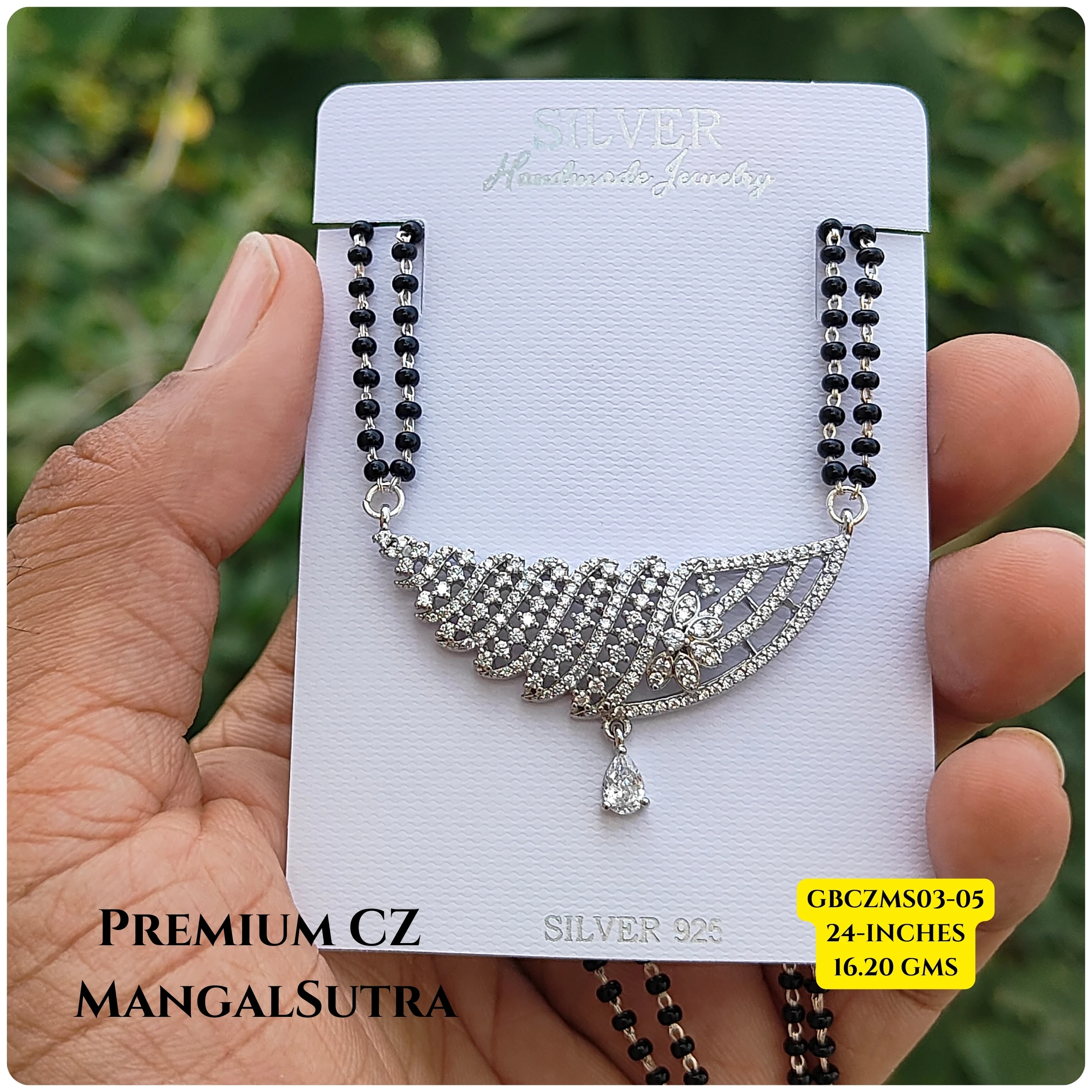 MANGALSUTRA CZ - Premium 925 Silver Jewellery - SKU: GB-106-003 - Hyderabad Silver Importers