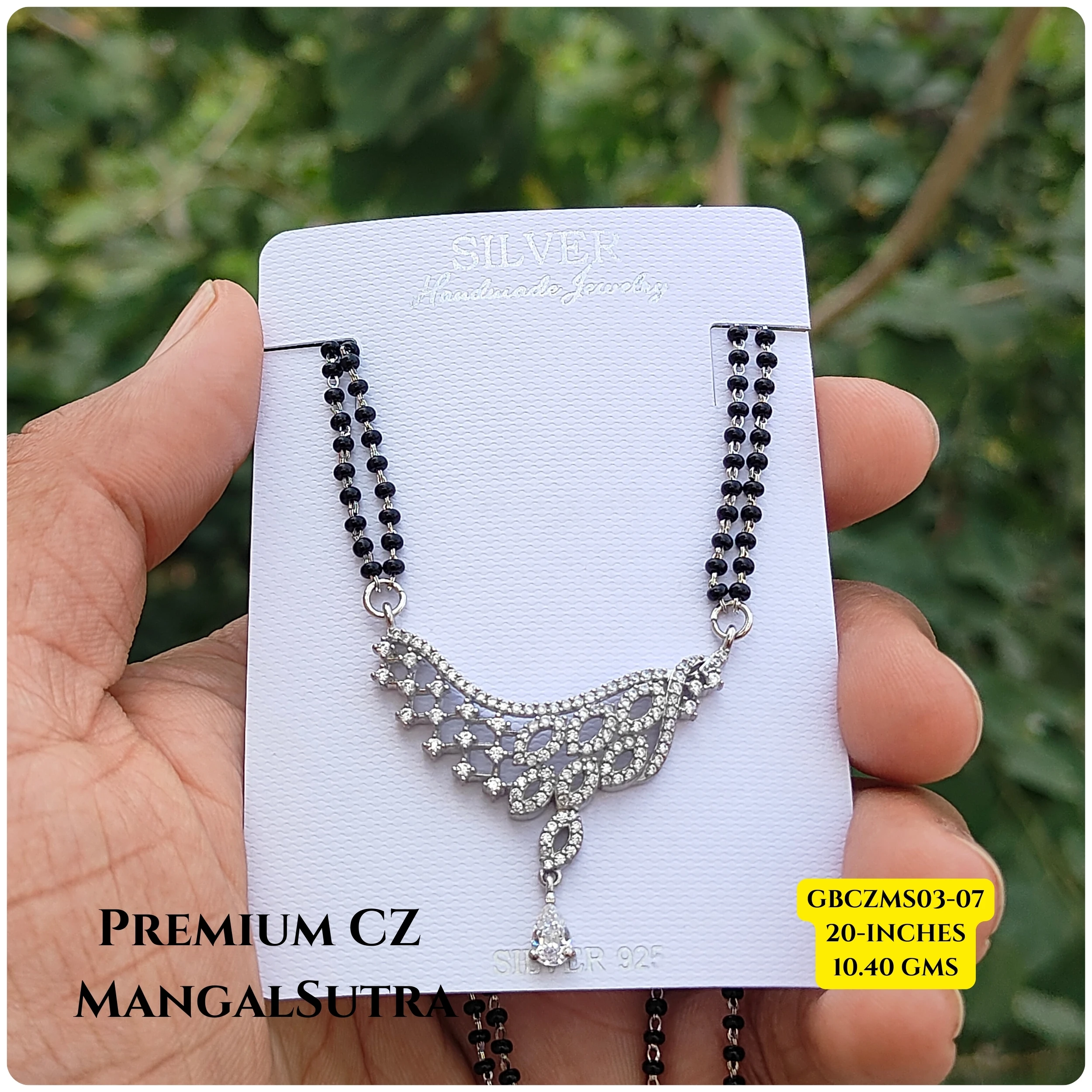MANGALSUTRA CZ - Premium 925 Silver Jewellery - SKU: GB-106-005 - Hyderabad Silver Importers