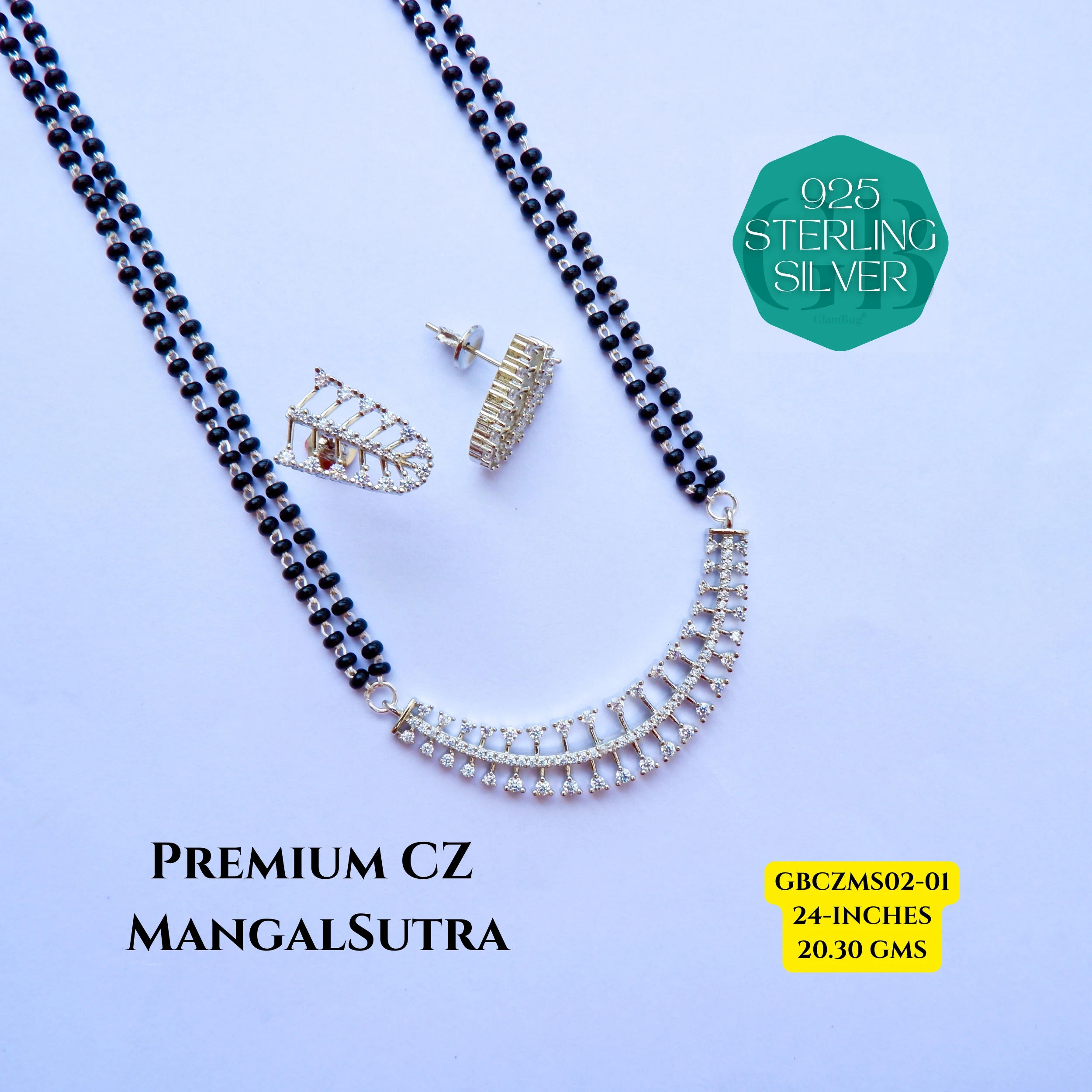 MANGALSUTRA CZ - Premium 925 Silver Jewellery - SKU: GB-106-008 - Hyderabad Silver Importers