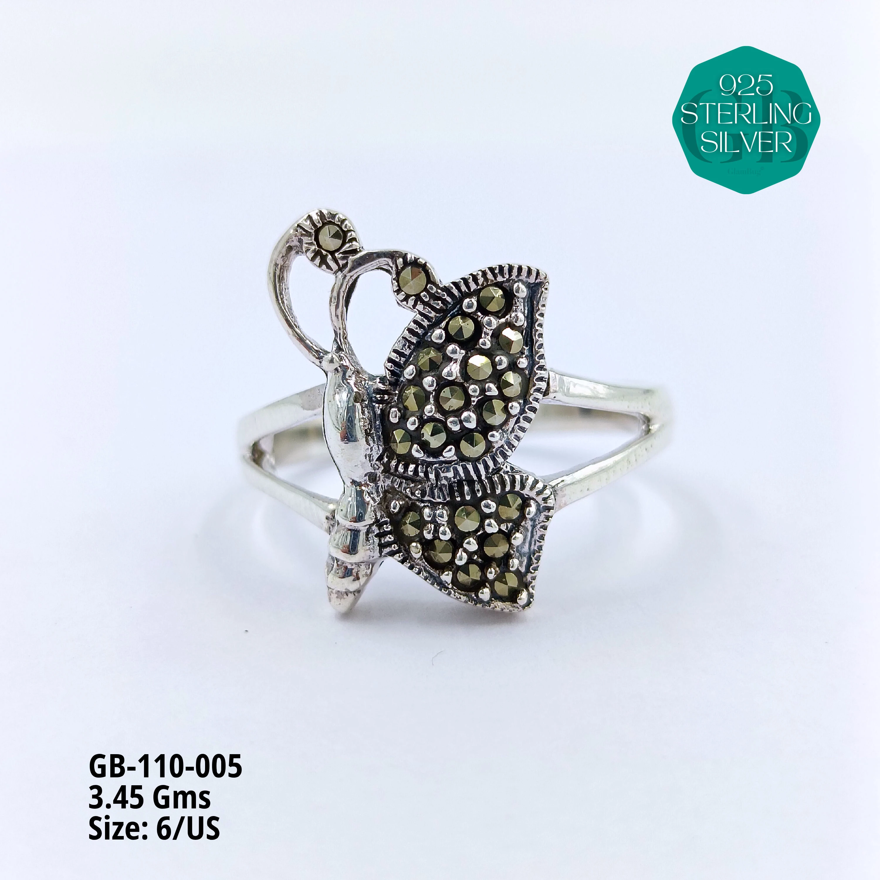 PYRITE / MARCASITE RINGS - Premium 925 Silver Jewellery - SKU: GB-110-005 - Hyderabad Silver Importers