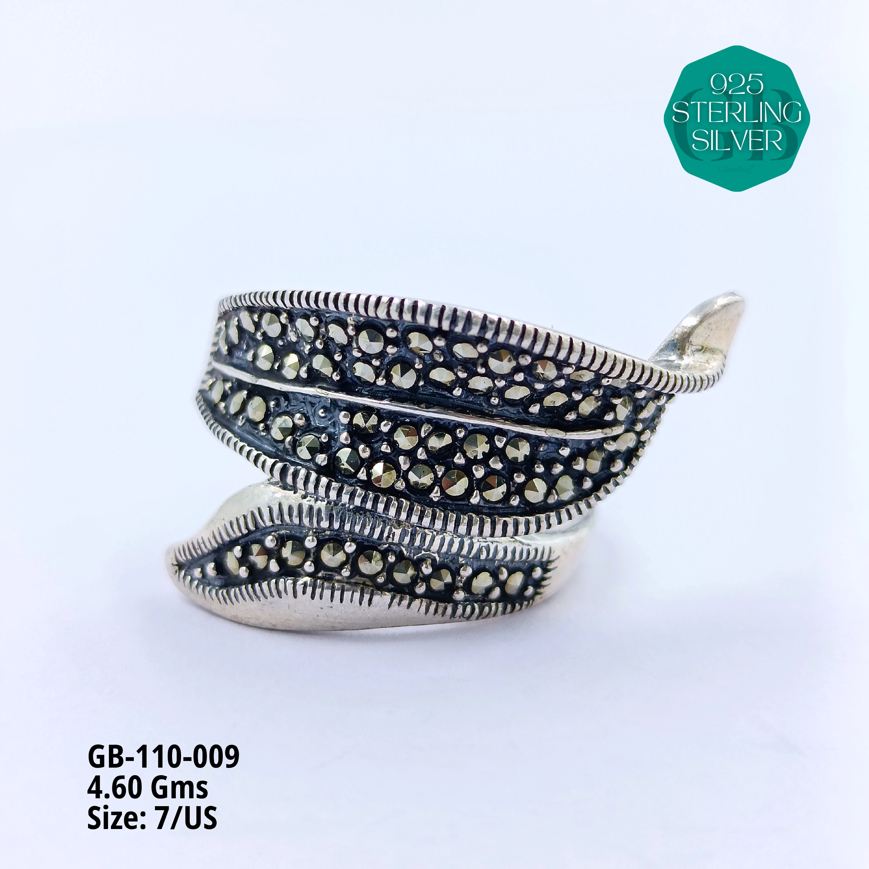 PYRITE / MARCASITE RINGS - Premium 925 Silver Jewellery - SKU: GB-110-009 - Hyderabad Silver Importers