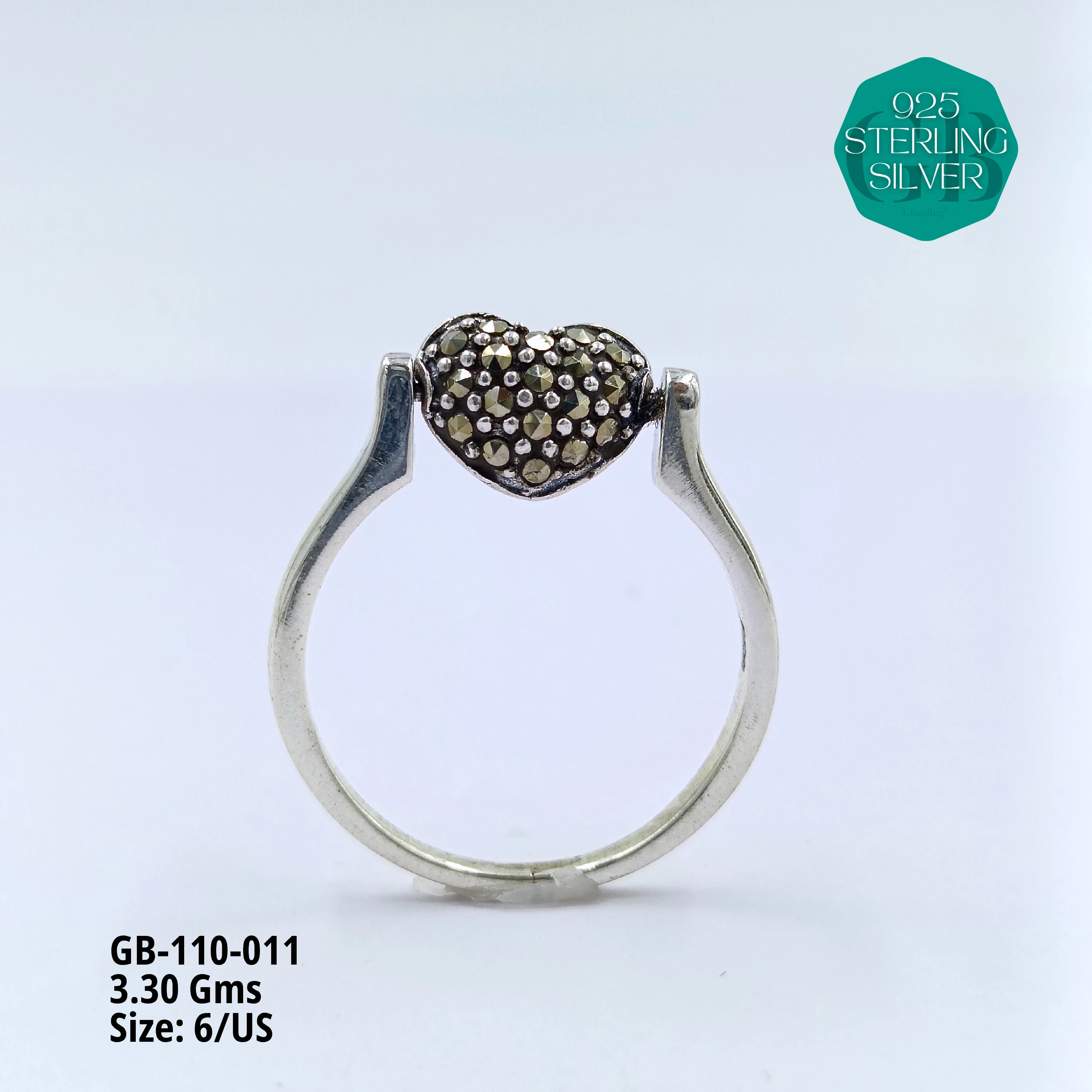 PYRITE / MARCASITE RINGS - Premium 925 Silver Jewellery - SKU: GB-110-011 - Hyderabad Silver Importers