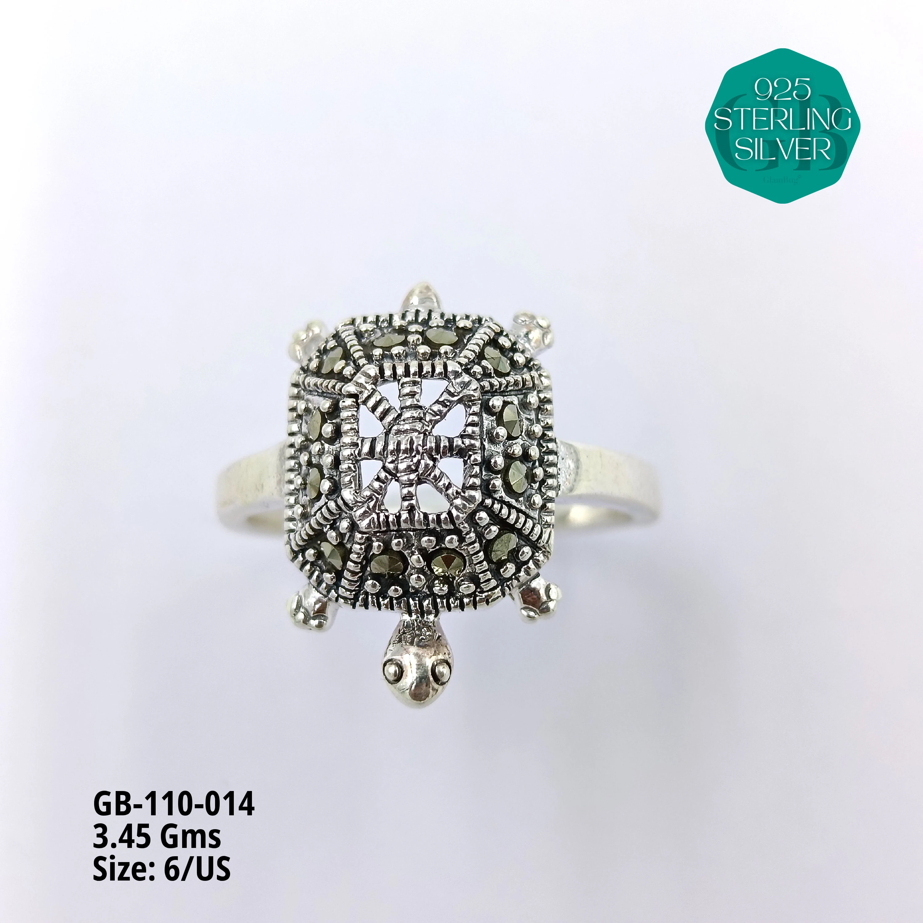 PYRITE / MARCASITE RINGS - Premium 925 Silver Jewellery - SKU: GB-110-014 - Hyderabad Silver Importers