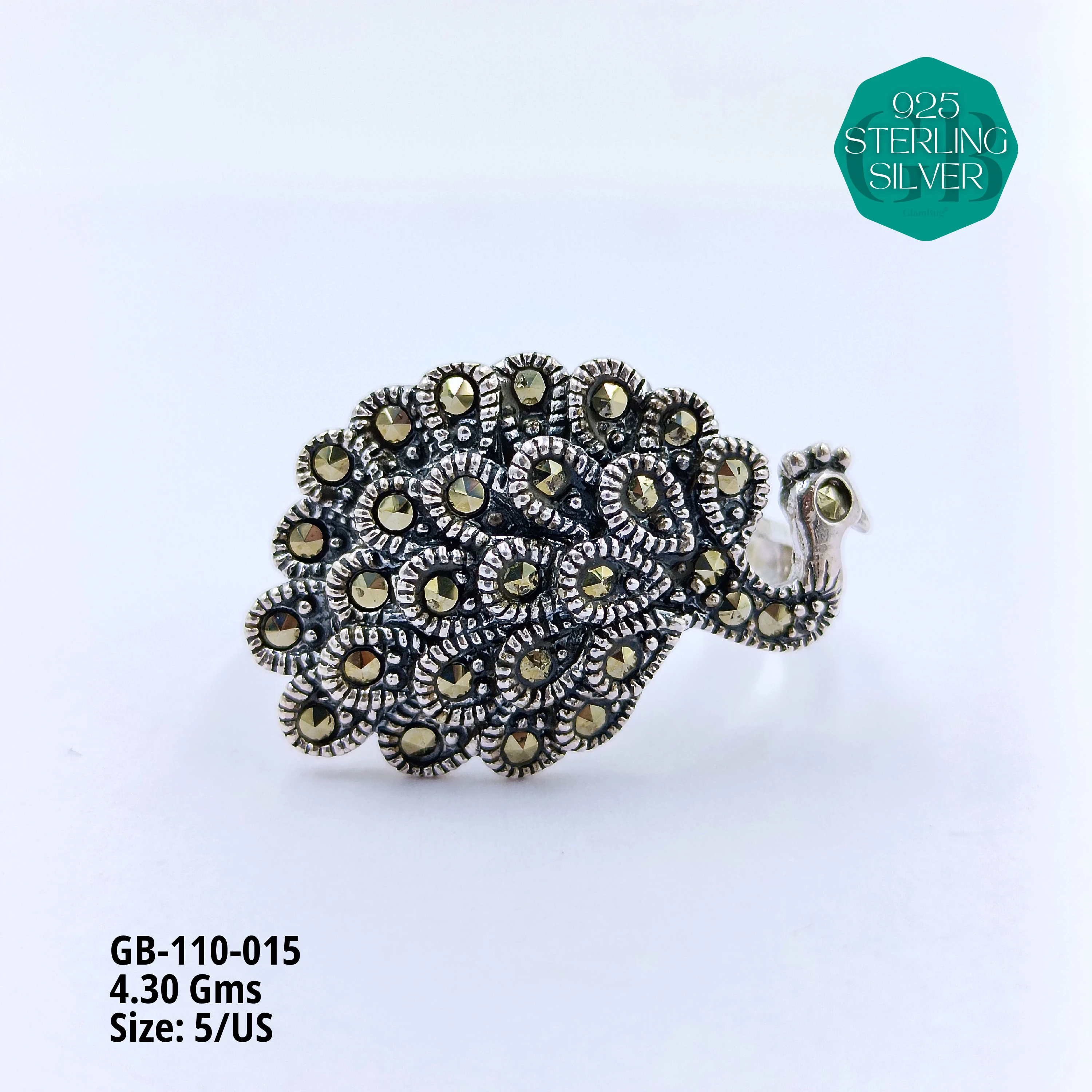 PYRITE / MARCASITE RINGS - Premium 925 Silver Jewellery - SKU: GB-110-015 - Hyderabad Silver Importers