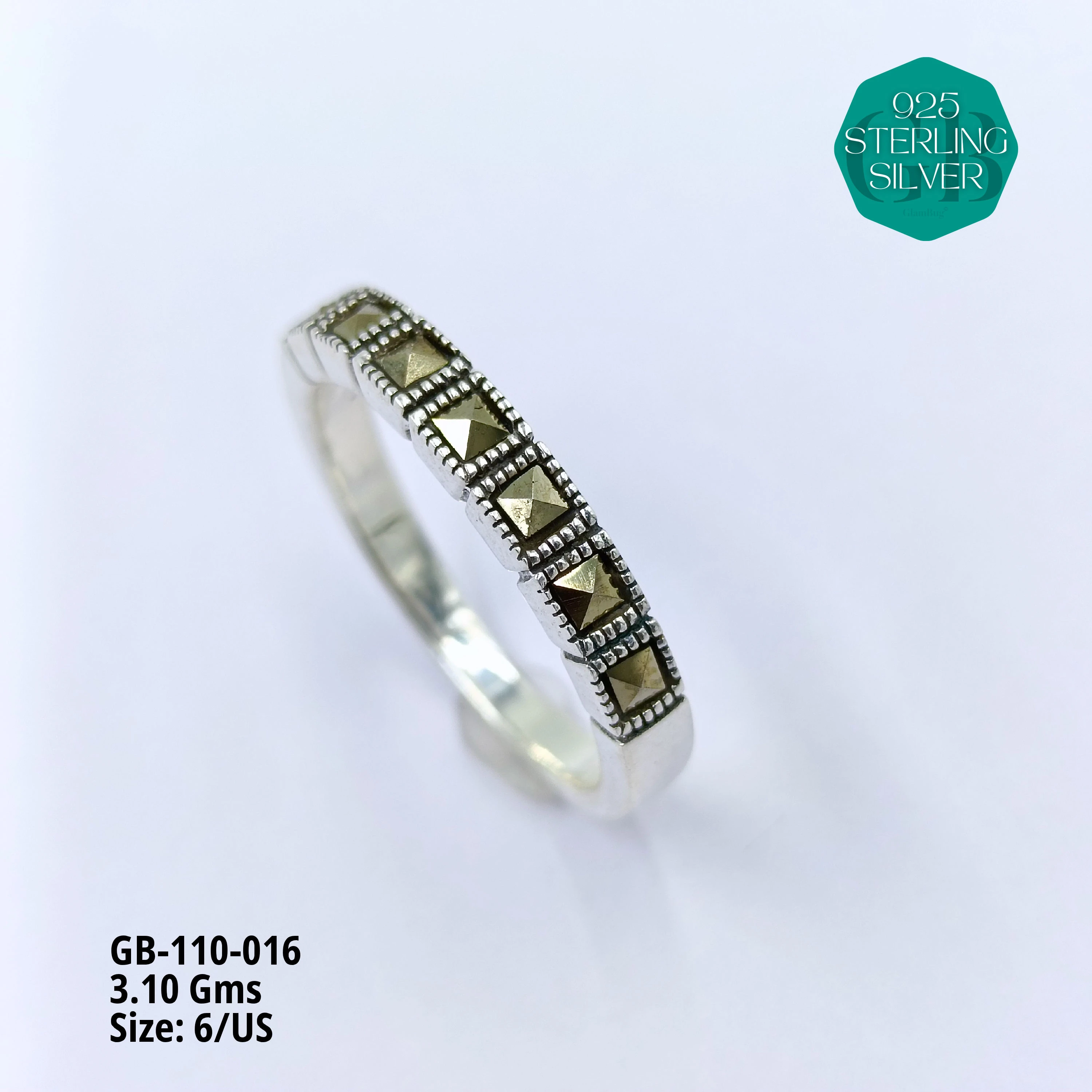 PYRITE / MARCASITE RINGS - Premium 925 Silver Jewellery - SKU: GB-110-016 - Hyderabad Silver Importers