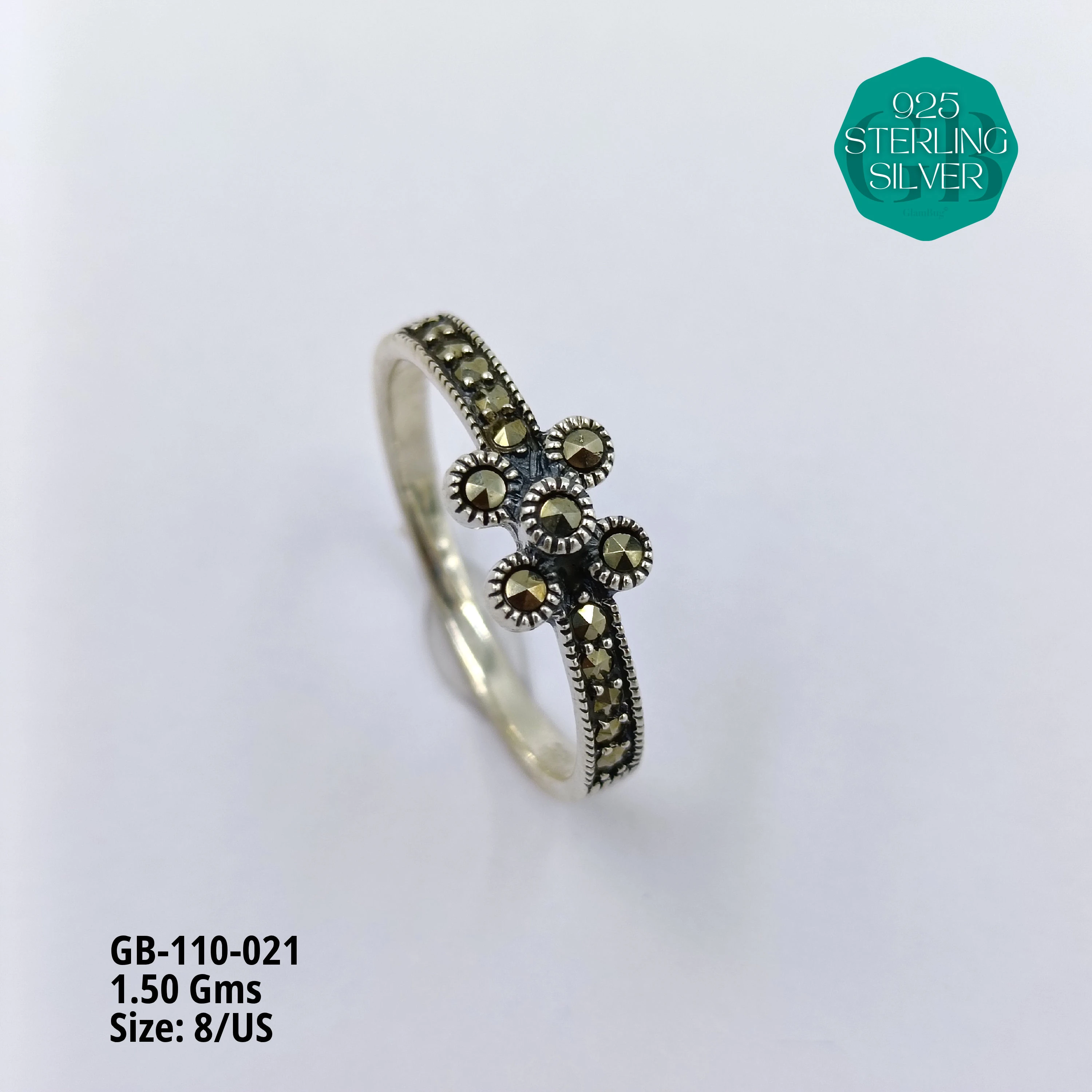 PYRITE / MARCASITE RINGS - Premium 925 Silver Jewellery - SKU: GB-110-021 - Hyderabad Silver Importers