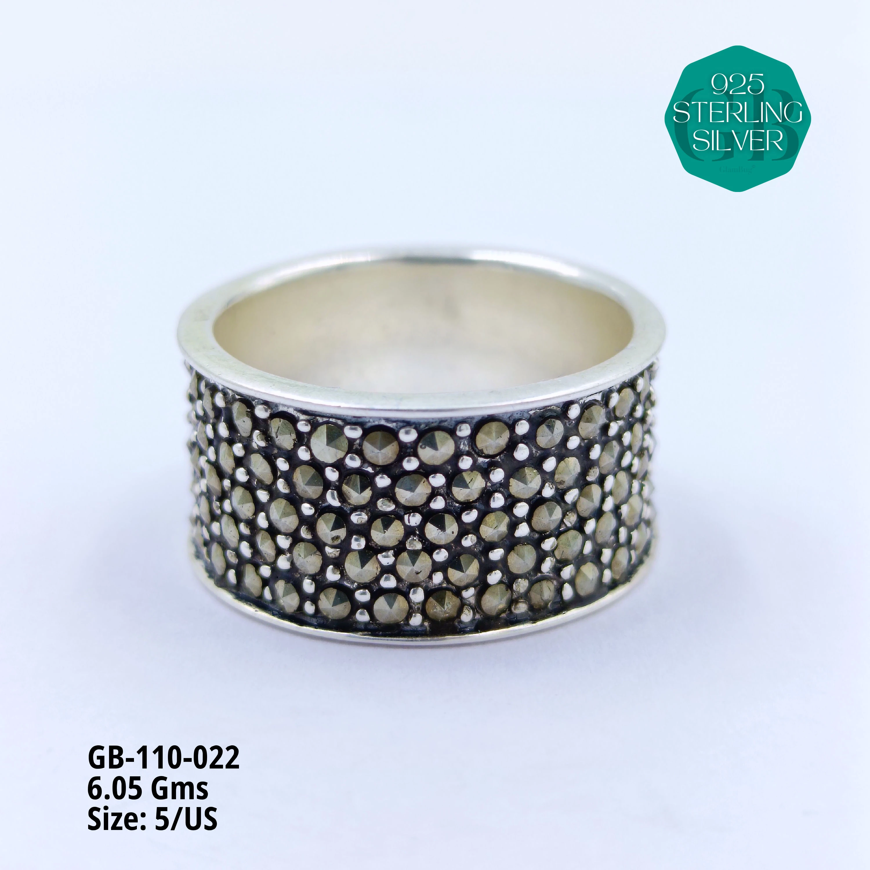 PYRITE / MARCASITE RINGS - Premium 925 Silver Jewellery - SKU: GB-110-022 - Hyderabad Silver Importers
