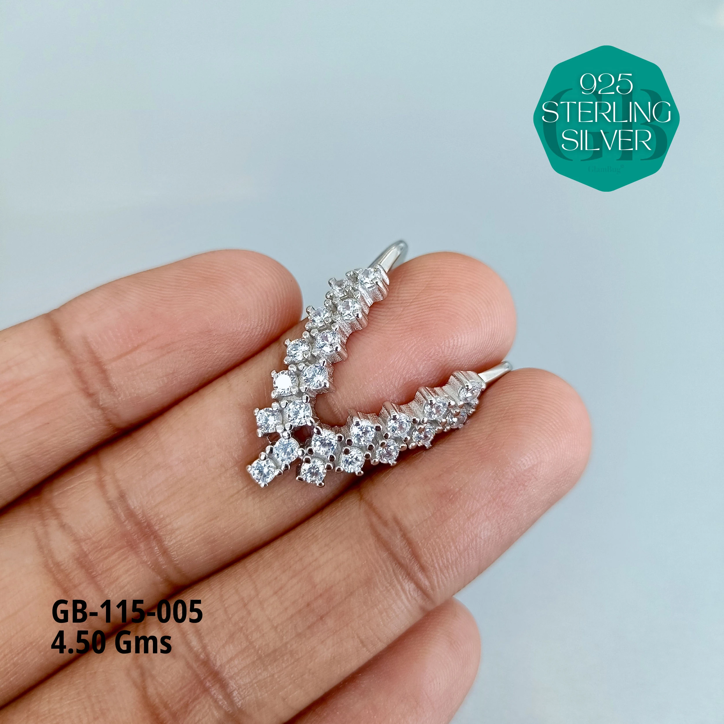 CZ WHITE STONE VENKEY RING - Premium 925 Silver Jewellery - SKU: GB-115-005 - Hyderabad Silver Importers