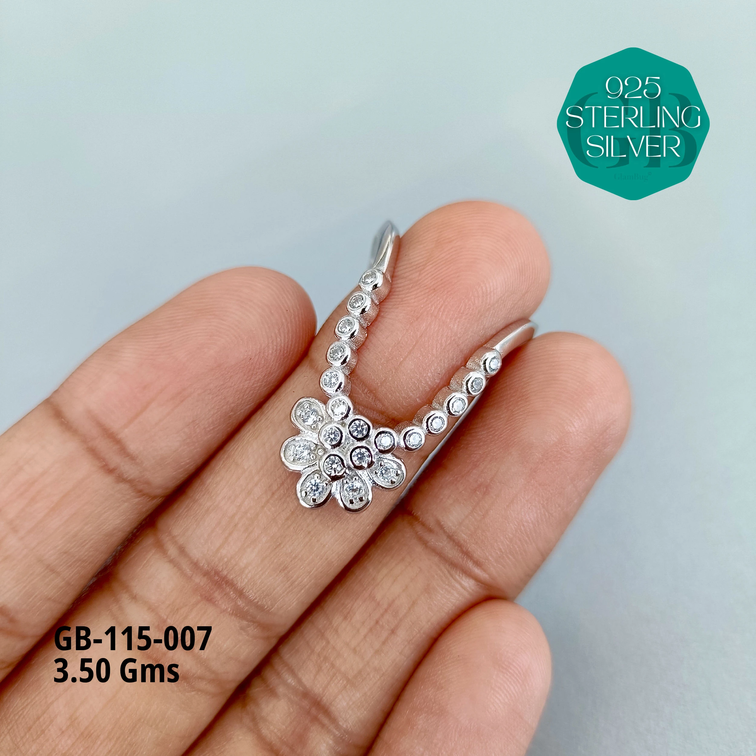 CZ WHITE STONE VENKEY RING - Premium 925 Silver Jewellery - SKU: GB-115-007 - Hyderabad Silver Importers