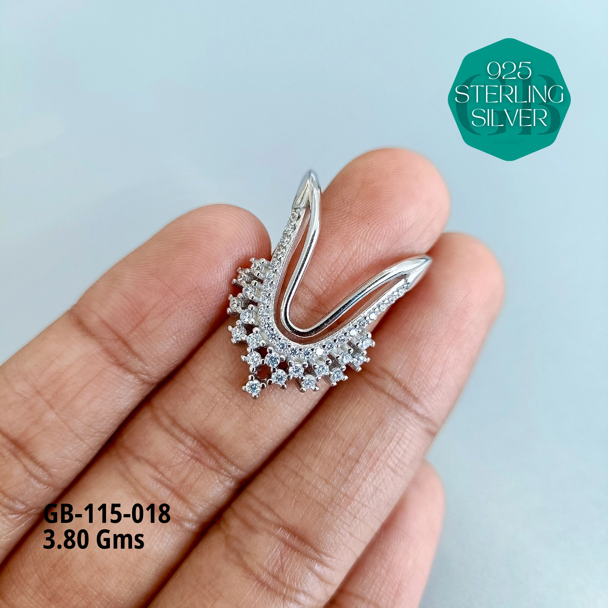 CZ WHITE STONE VENKEY RING - Premium 925 Silver Jewellery - SKU: GB-115-018 - Hyderabad Silver Importers