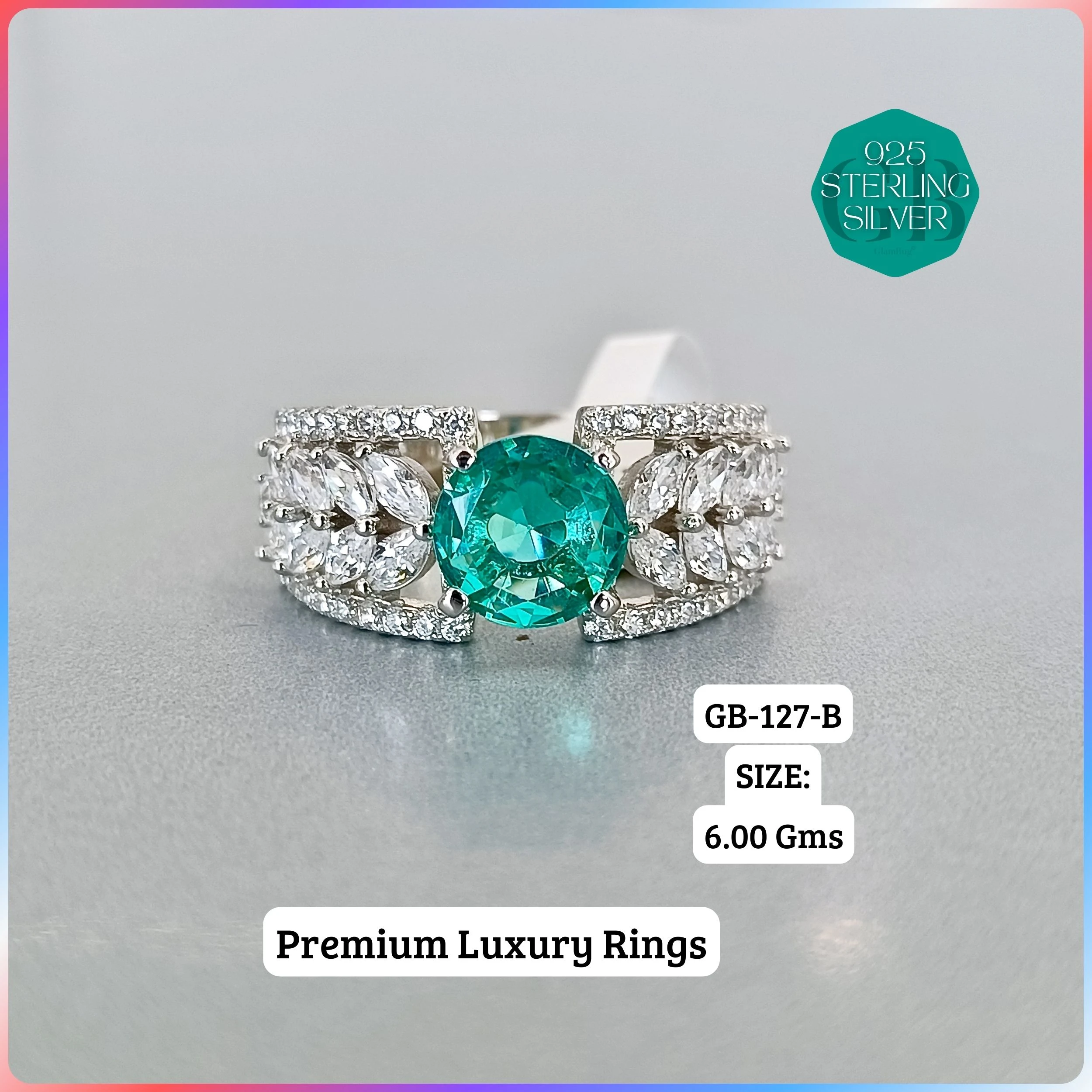 LUXURY - PREMIUM RINGS - Premium 925 Silver Jewellery - SKU: GB-127-015 - Hyderabad Silver Importers