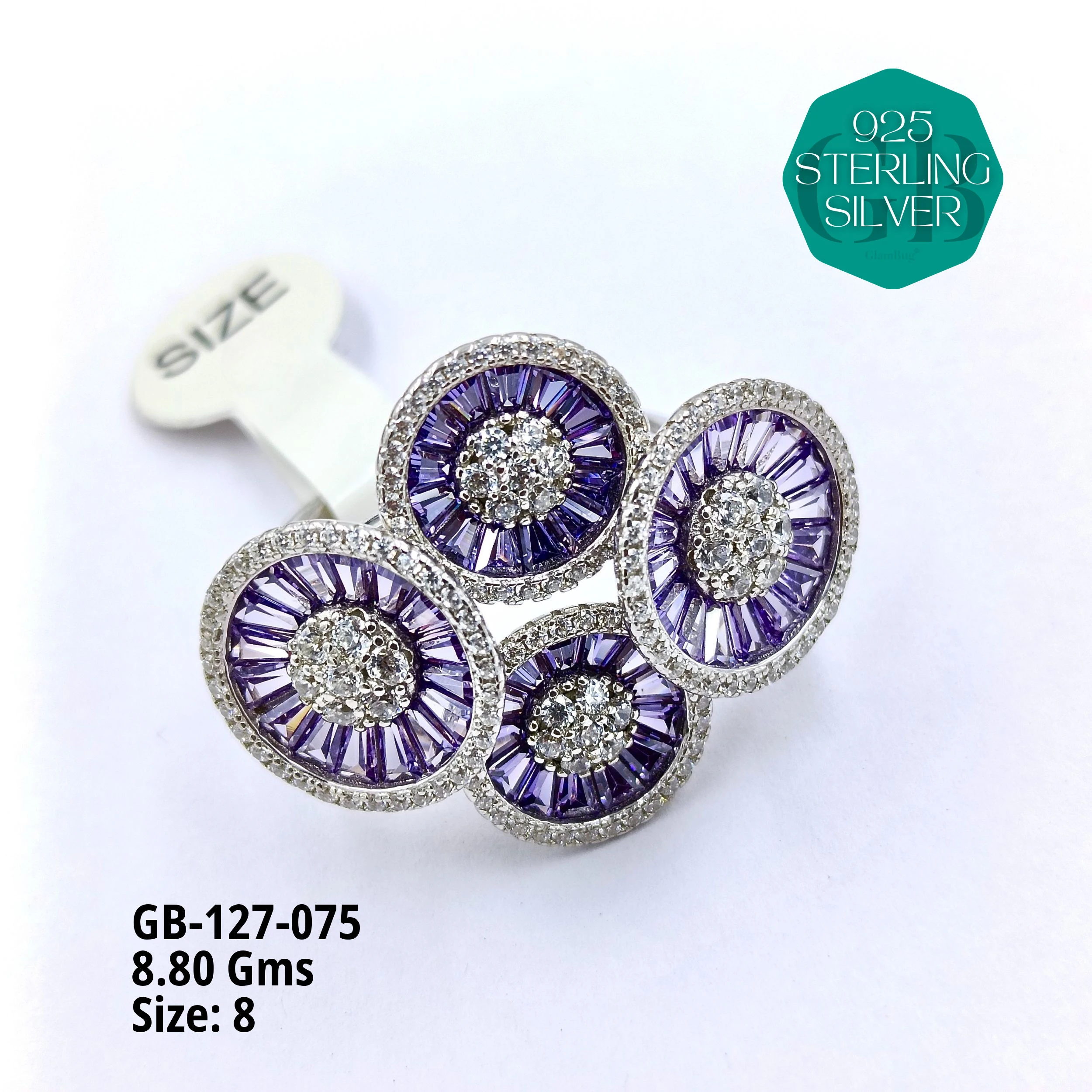 LUXURY - PREMIUM RINGS - Premium 925 Silver Jewellery - SKU: GB-127-075 - Hyderabad Silver Importers