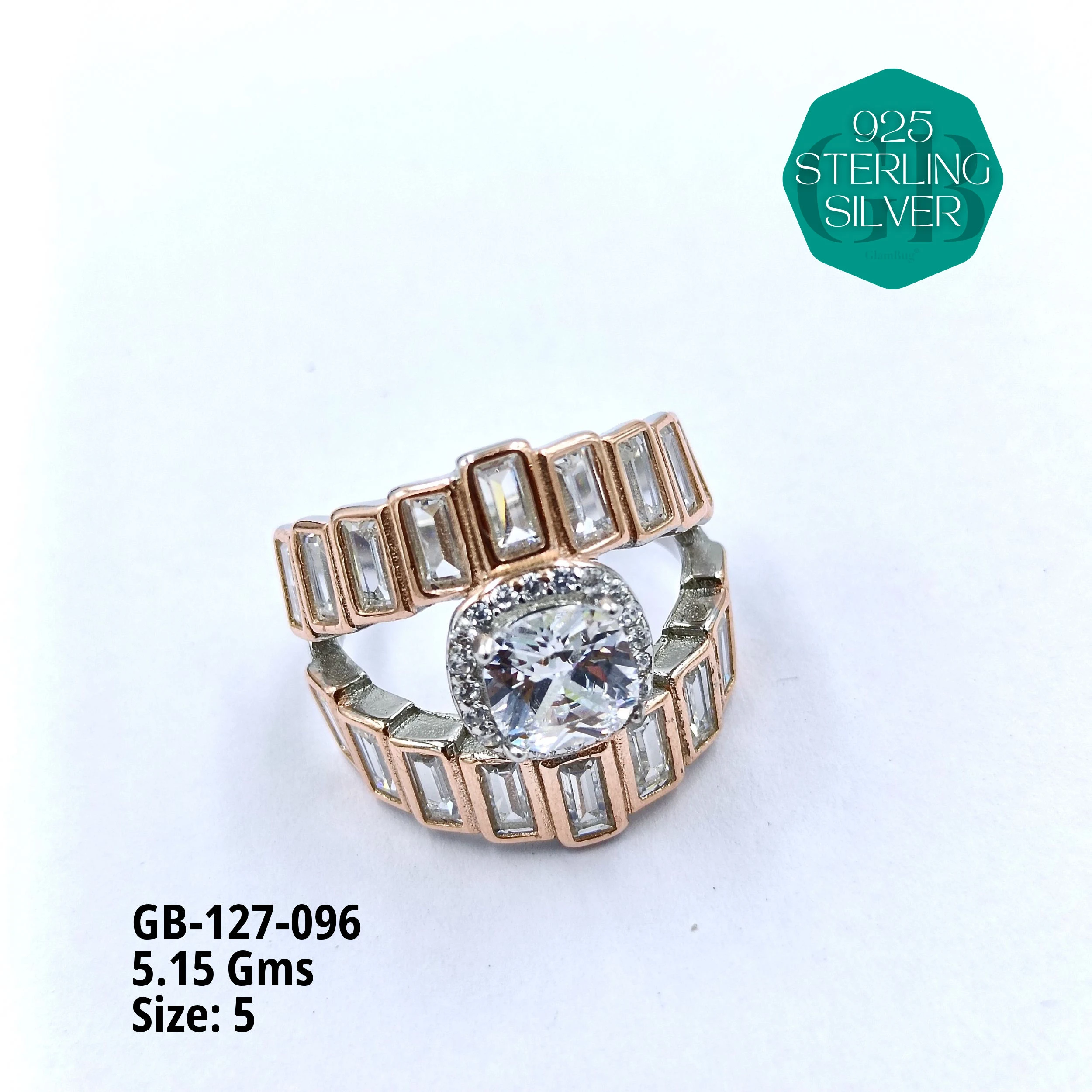 LUXURY - PREMIUM RINGS - Premium 925 Silver Jewellery - SKU: GB-127-096 - Hyderabad Silver Importers