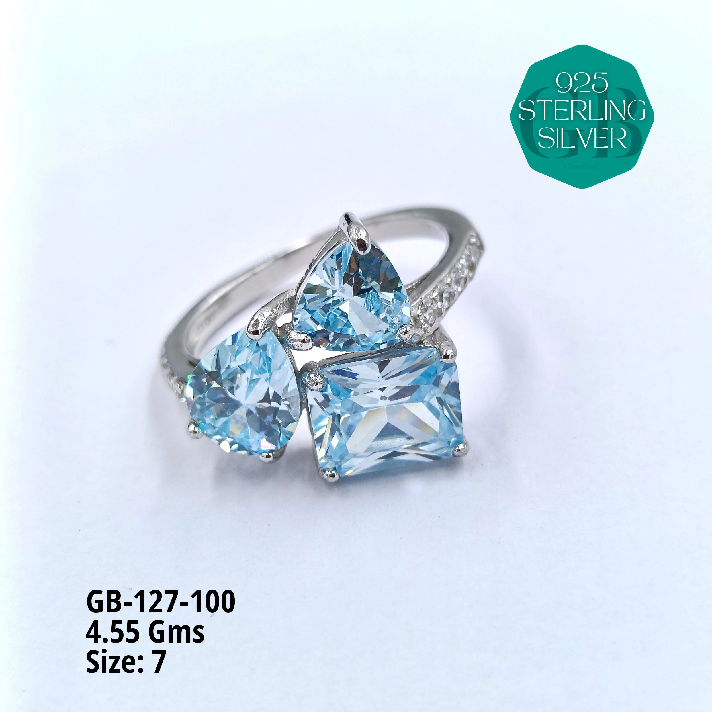 LUXURY - PREMIUM RINGS - Premium 925 Silver Jewellery - SKU: GB-127-100 - Hyderabad Silver Importers