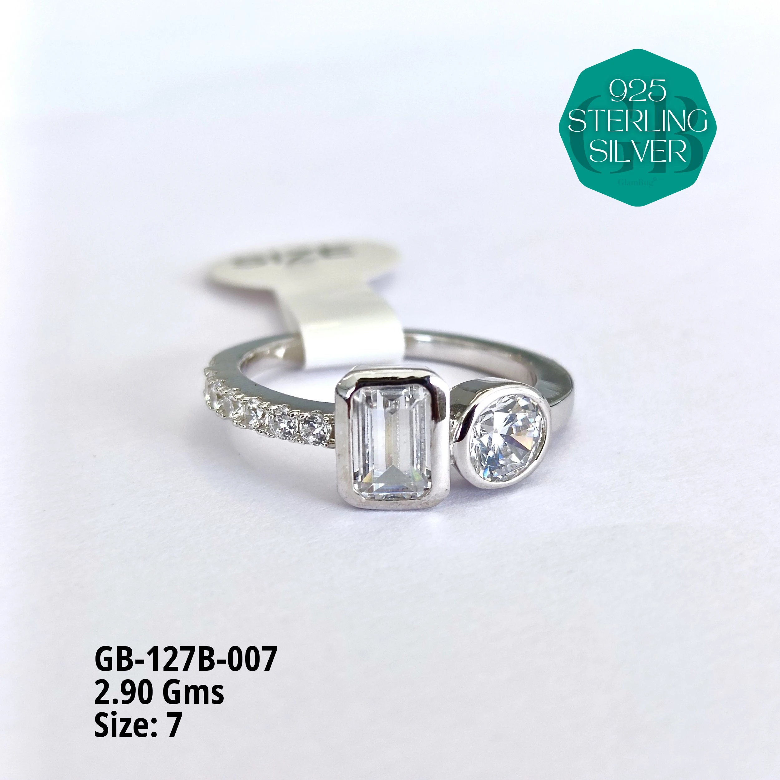 LUXURY - PREMIUM RINGS B - Premium 925 Silver Jewellery - SKU: GB-127B-007 - Hyderabad Silver Importers
