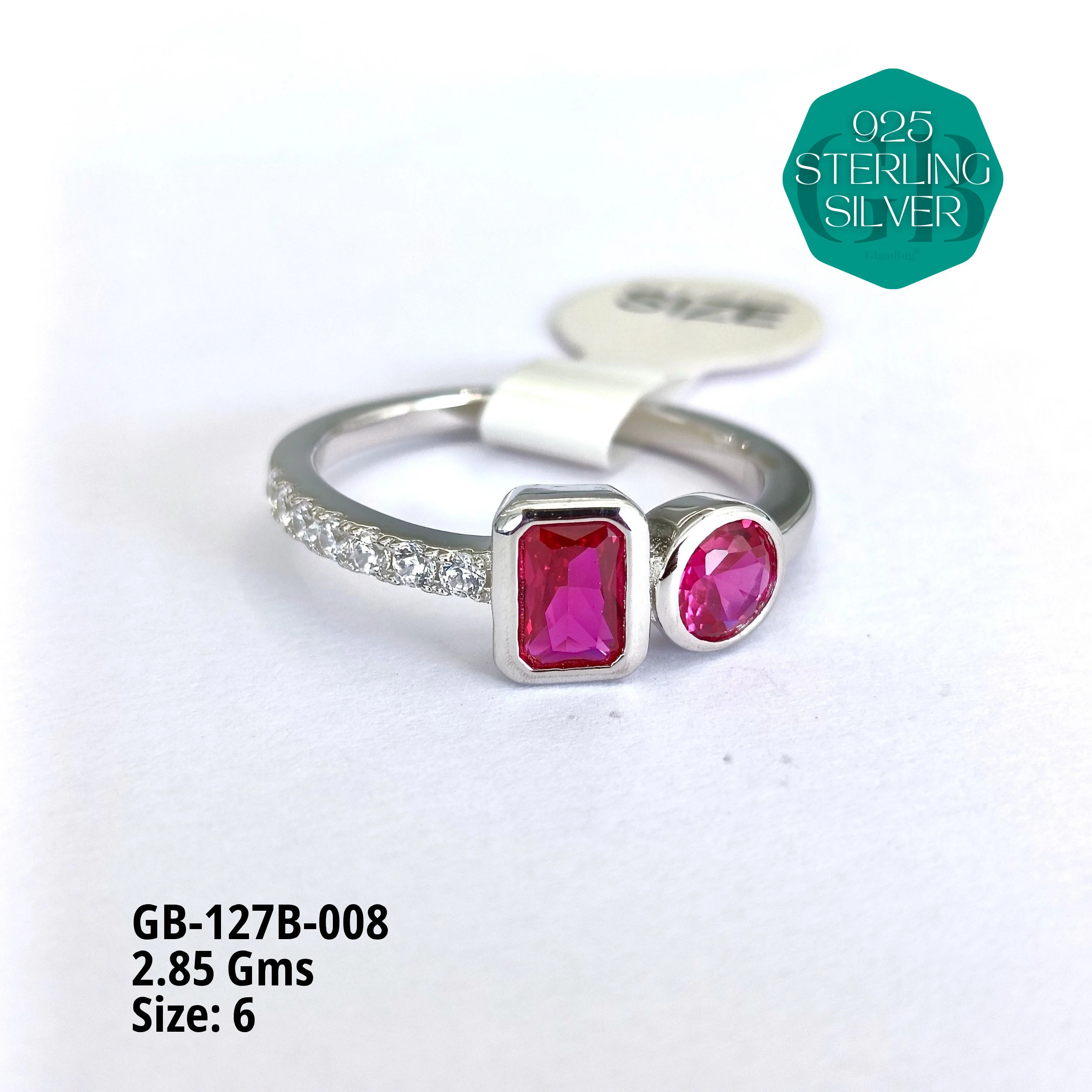 LUXURY - PREMIUM RINGS B - Premium 925 Silver Jewellery - SKU: GB-127B-008 - Hyderabad Silver Importers