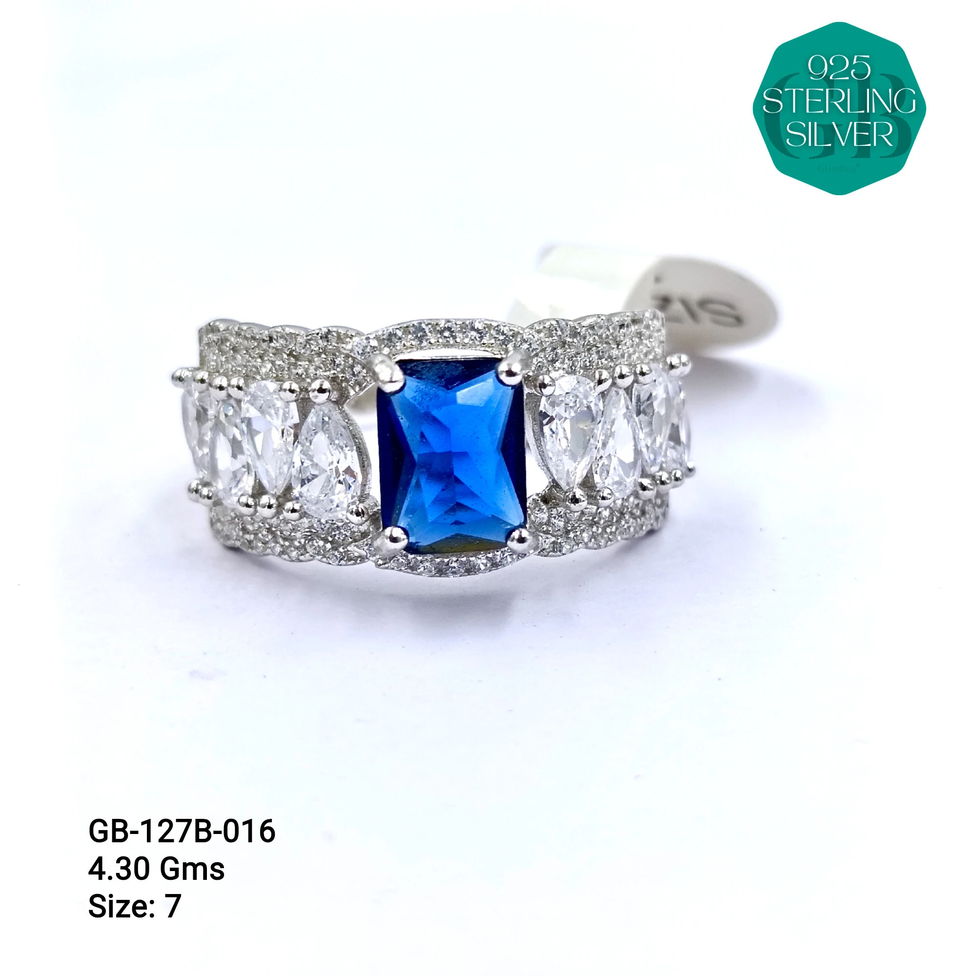 LUXURY - PREMIUM RINGS B - Premium 925 Silver Jewellery - SKU: GB-127B-016 - Hyderabad Silver Importers