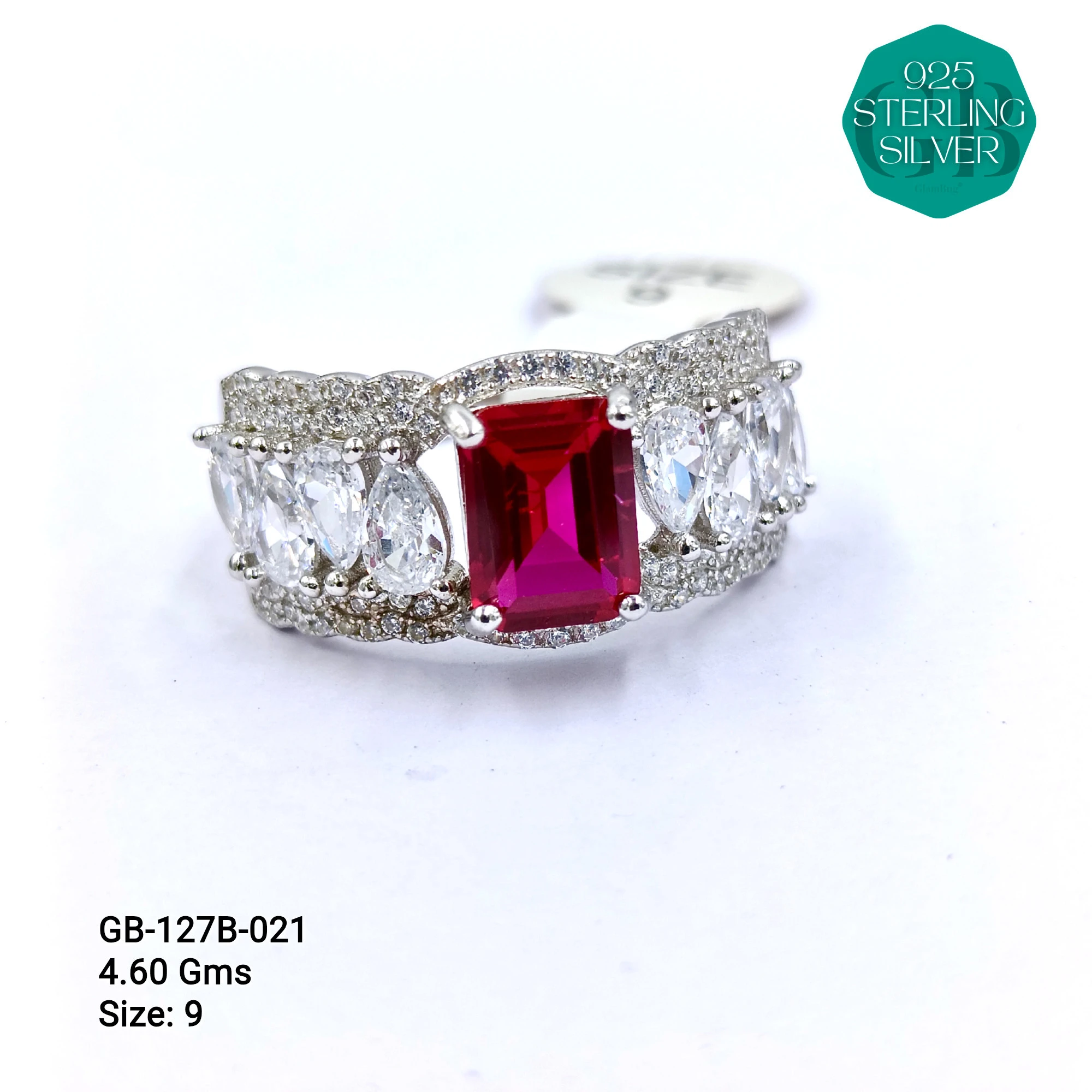 LUXURY - PREMIUM RINGS B - Premium 925 Silver Jewellery - SKU: GB-127B-021 - Hyderabad Silver Importers