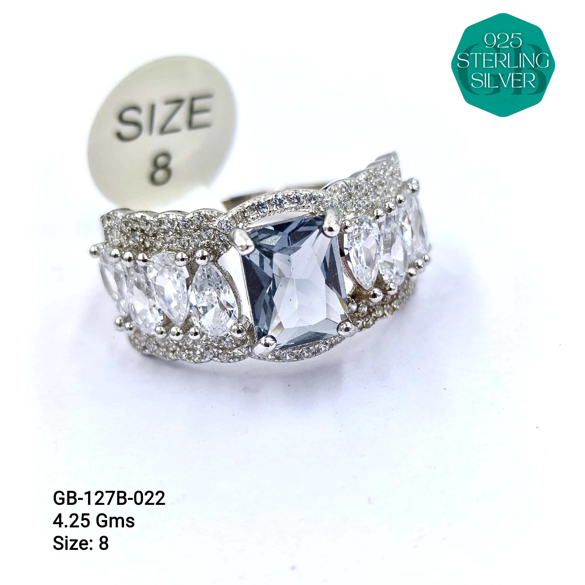 LUXURY - PREMIUM RINGS B - Premium 925 Silver Jewellery - SKU: GB-127B-022 - Hyderabad Silver Importers
