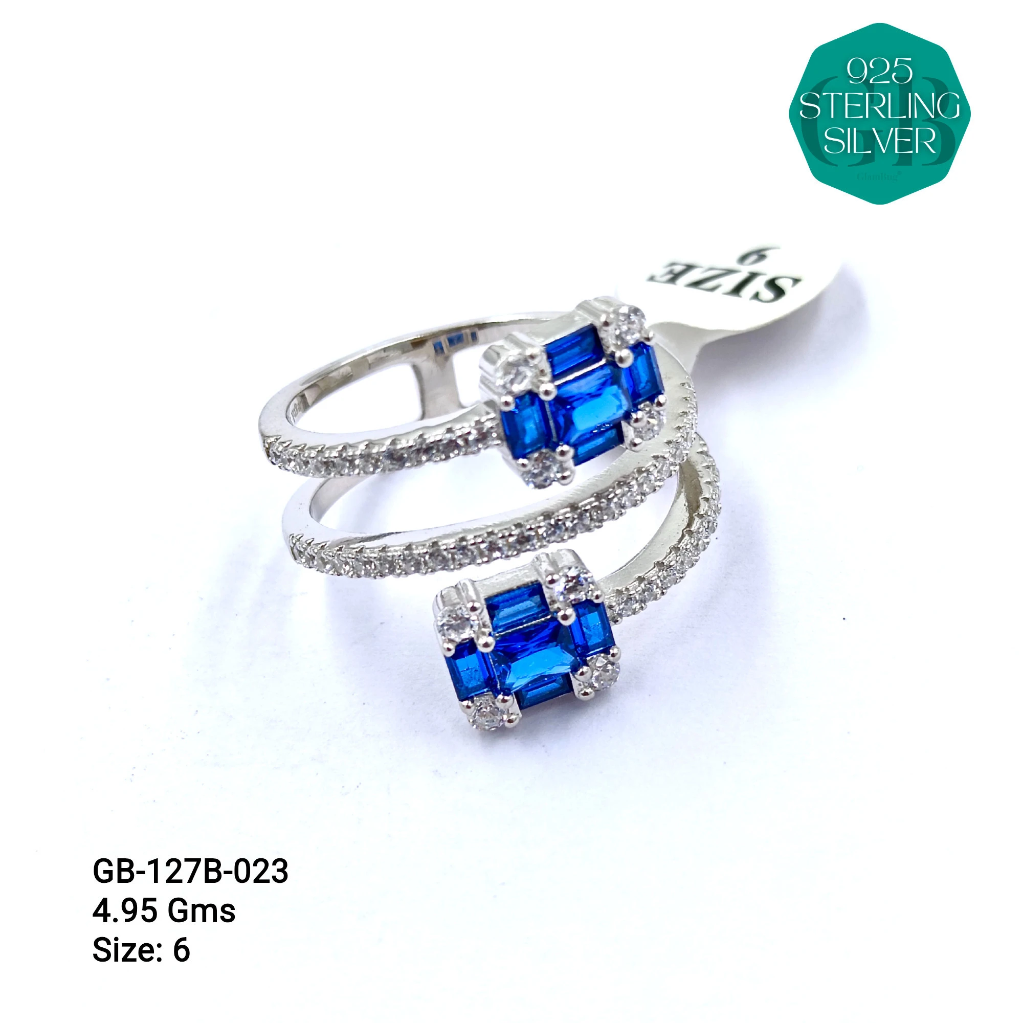 LUXURY - PREMIUM RINGS B - Premium 925 Silver Jewellery - SKU: GB-127B-023 - Hyderabad Silver Importers