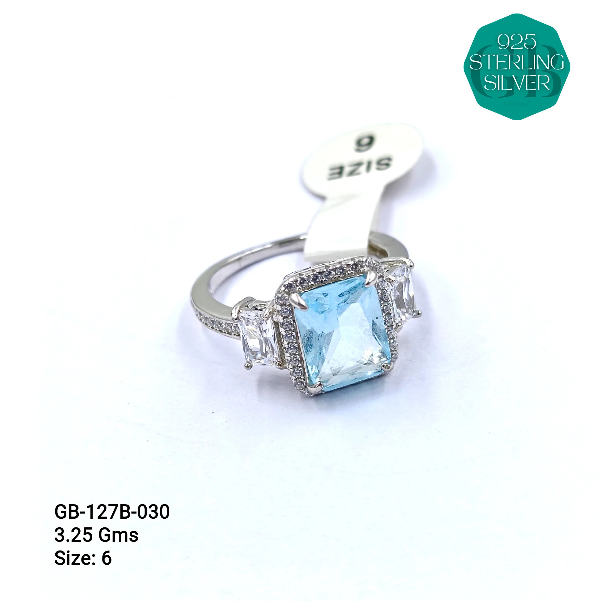 LUXURY - PREMIUM RINGS B - Premium 925 Silver Jewellery - SKU: GB-127B-030 - Hyderabad Silver Importers