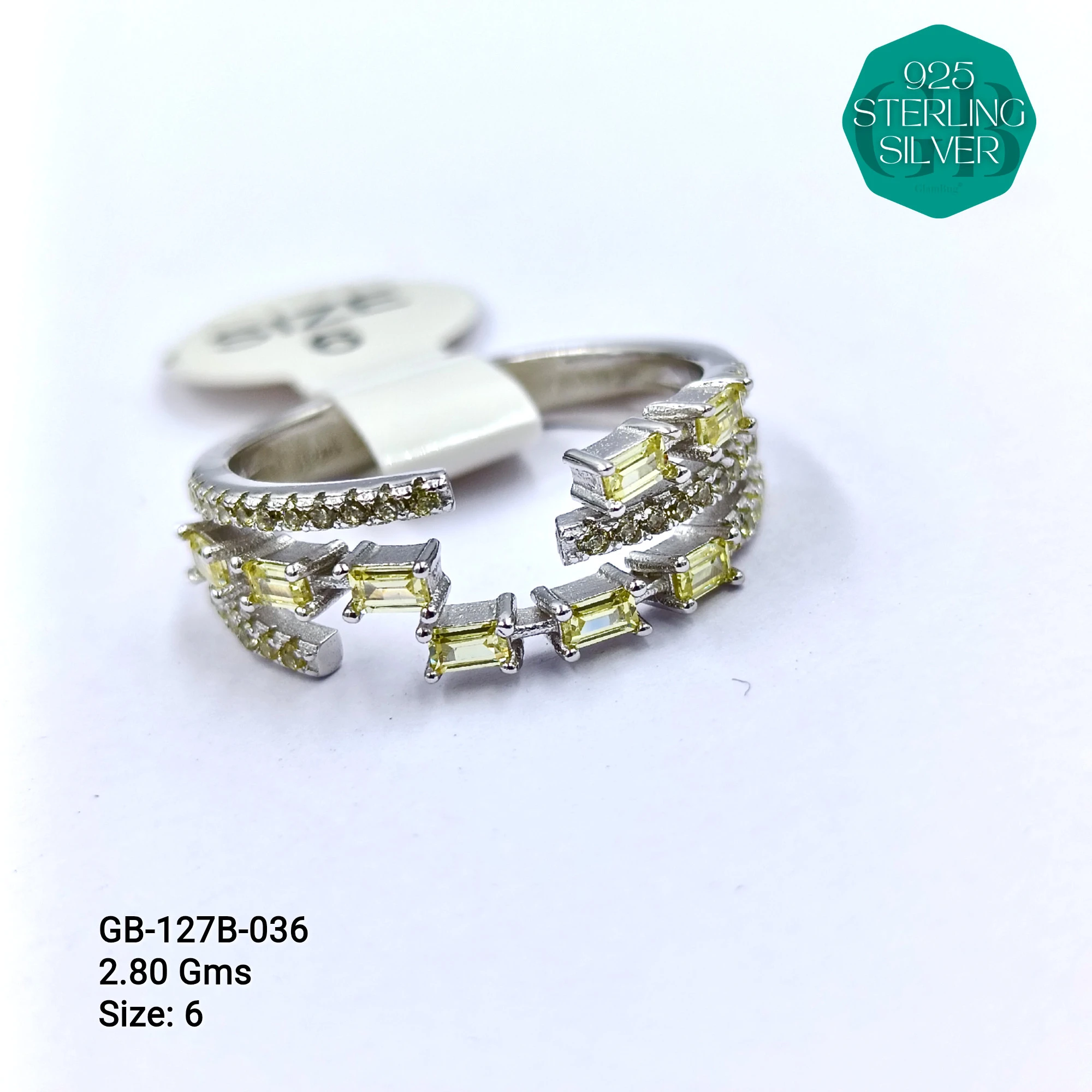 LUXURY - PREMIUM RINGS B - Premium 925 Silver Jewellery - SKU: GB-127B-036 - Hyderabad Silver Importers