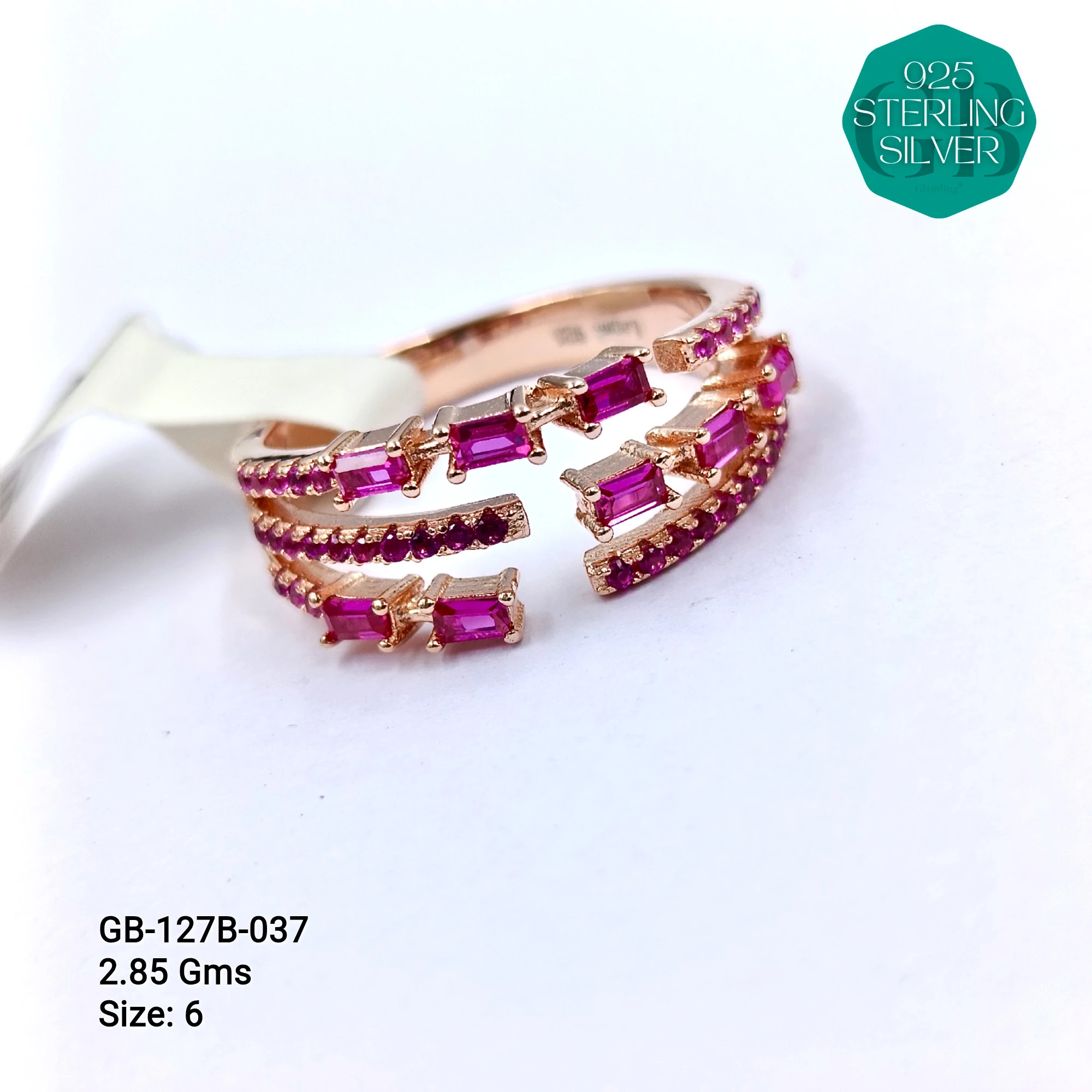LUXURY - PREMIUM RINGS B - Premium 925 Silver Jewellery - SKU: GB-127B-037 - Hyderabad Silver Importers