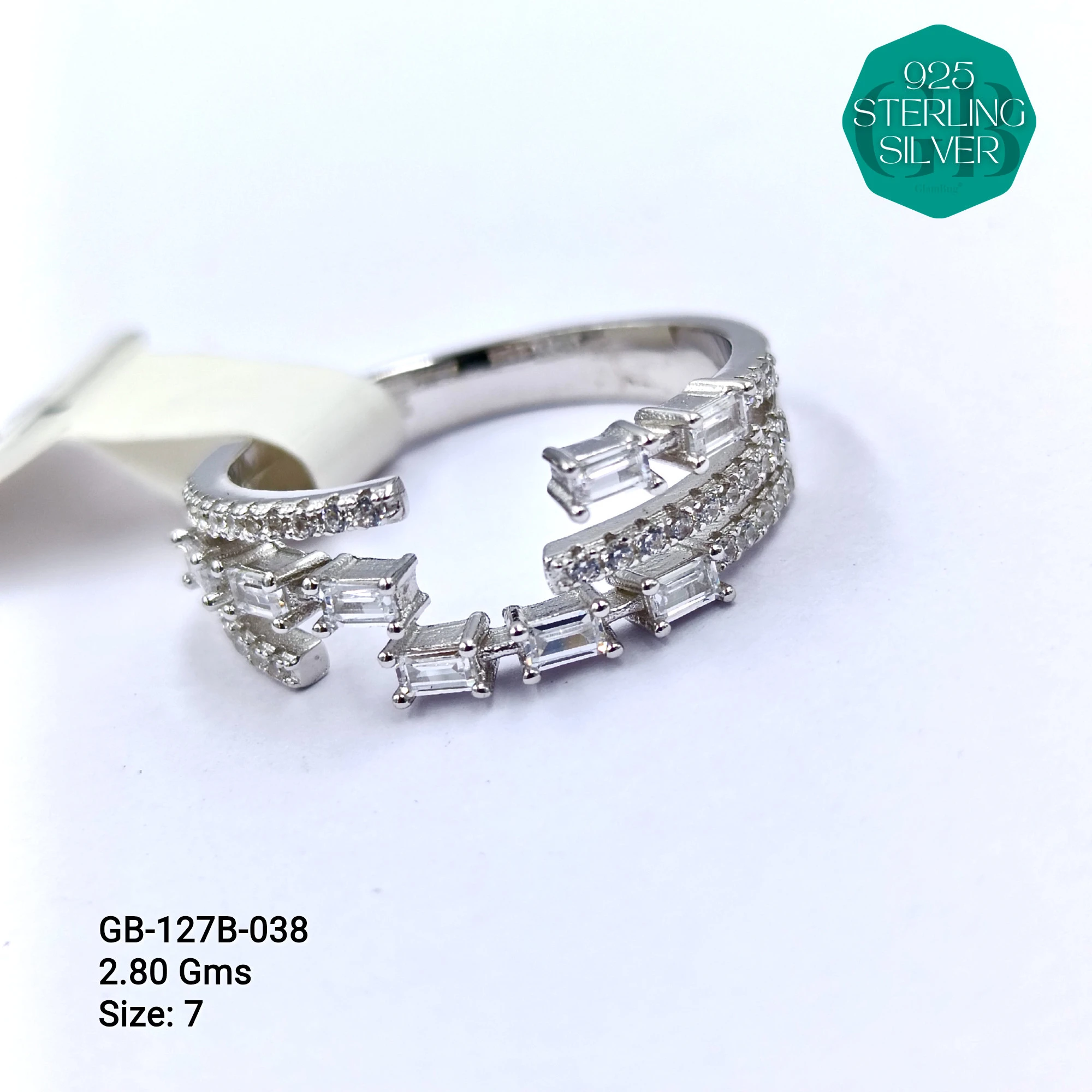 LUXURY - PREMIUM RINGS B - Premium 925 Silver Jewellery - SKU: GB-127B-038 - Hyderabad Silver Importers