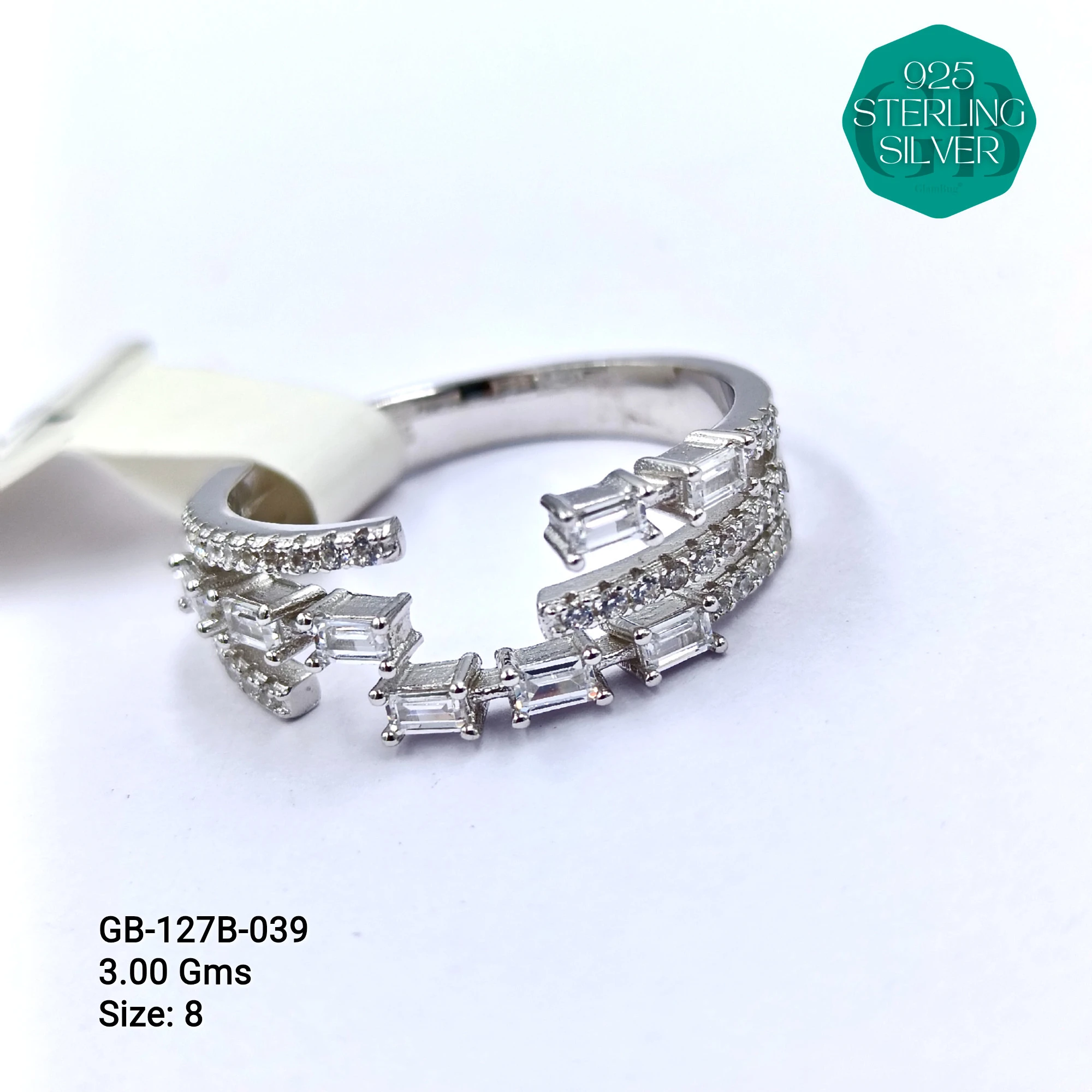 LUXURY - PREMIUM RINGS B - Premium 925 Silver Jewellery - SKU: GB-127B-039 - Hyderabad Silver Importers
