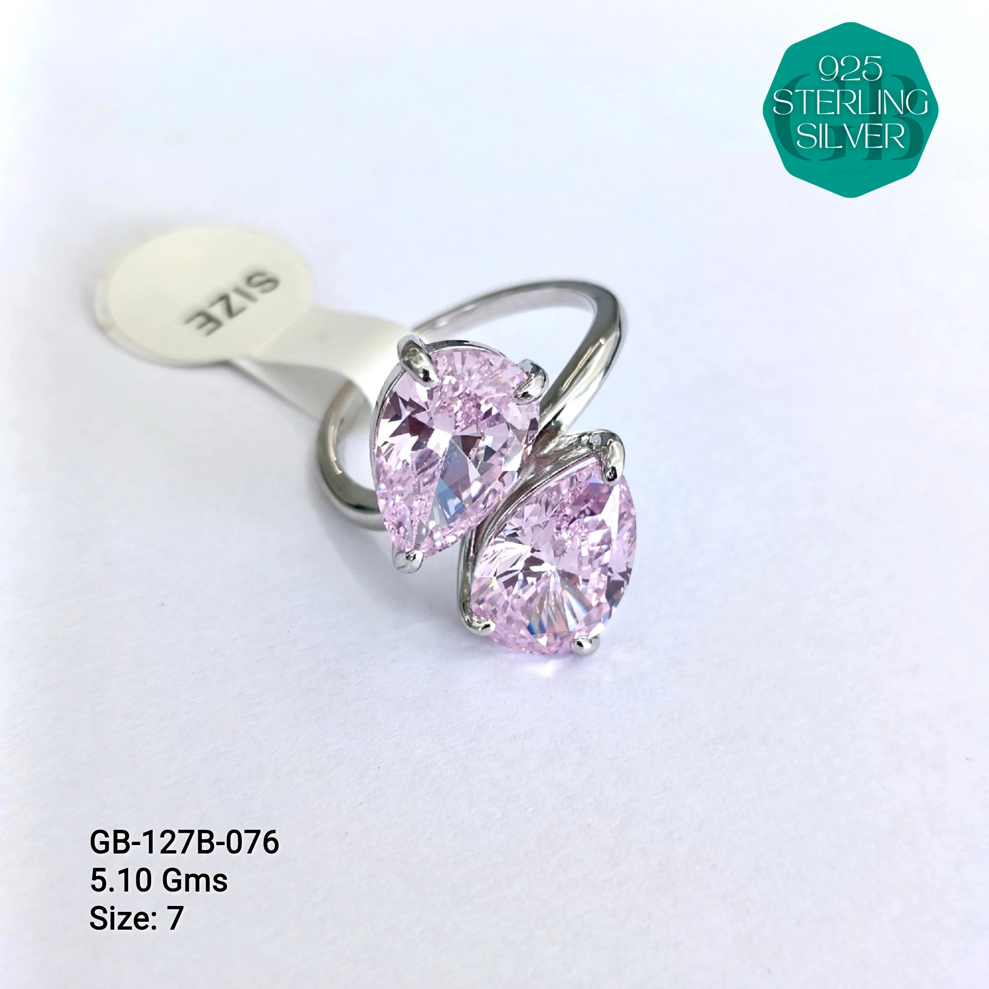 LUXURY - PREMIUM RINGS B - Premium 925 Silver Jewellery - SKU: GB-127B-076 - Hyderabad Silver Importers